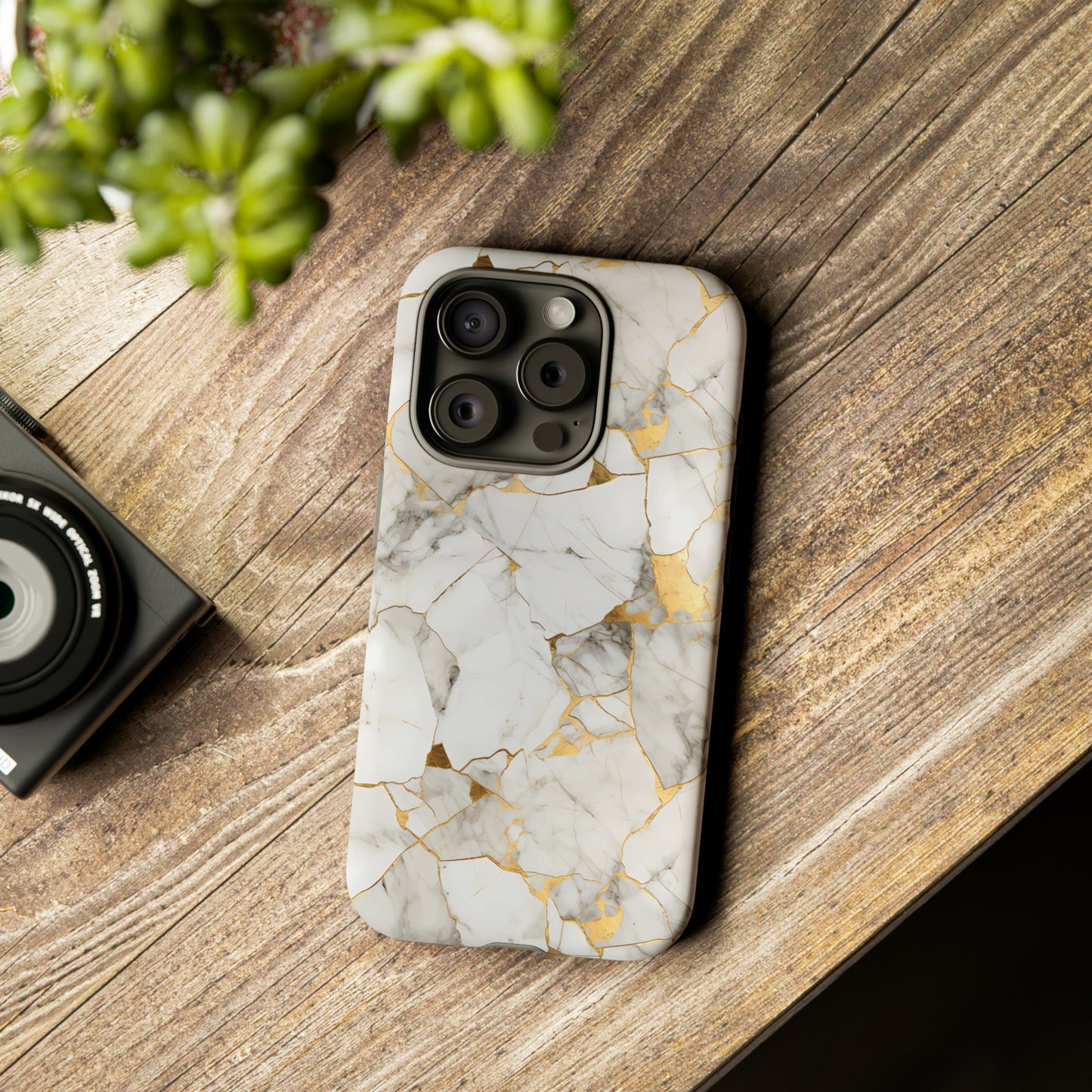 Gold & White Marble Tough Phone Cases
