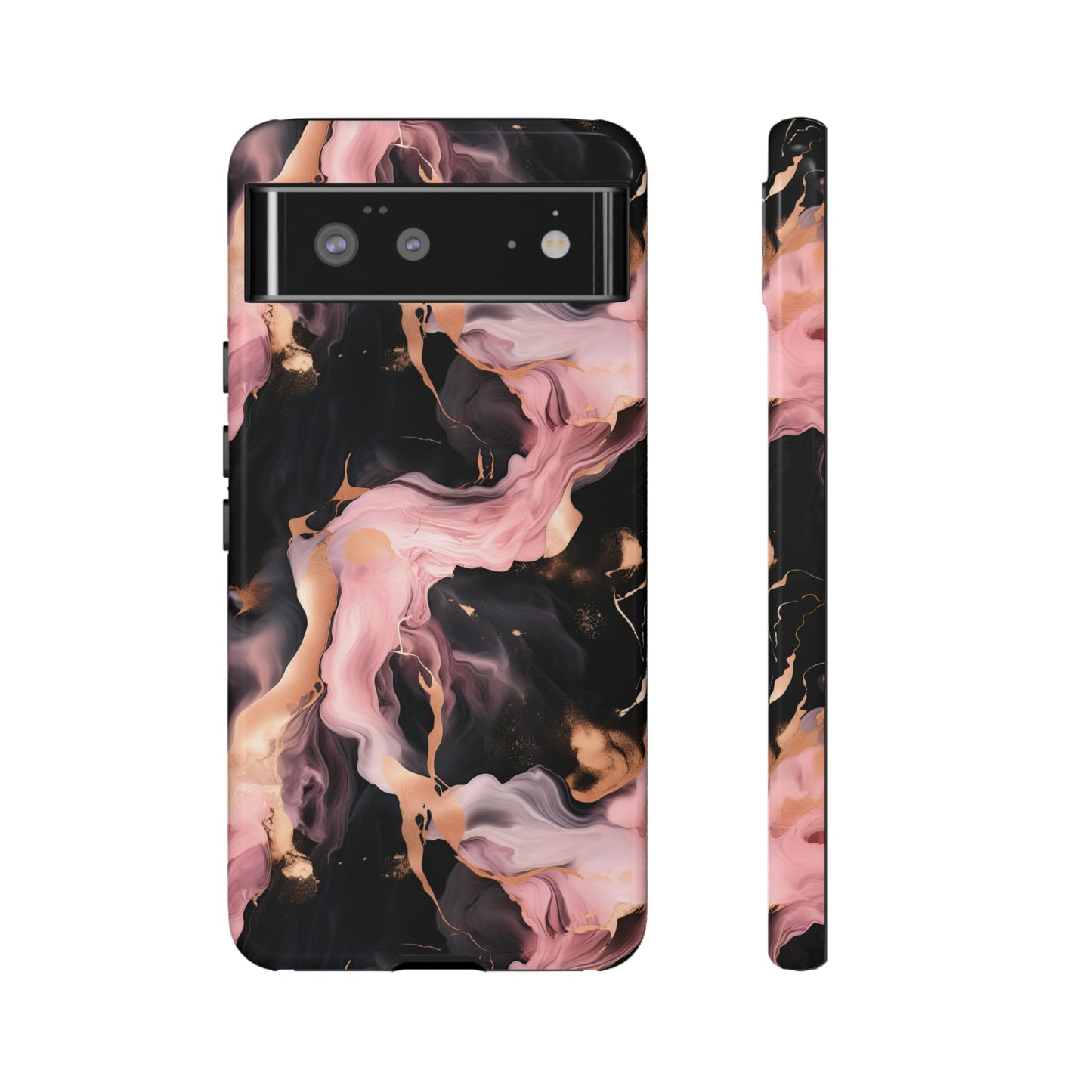 Black & Pink Marble  Tough Phone Cases