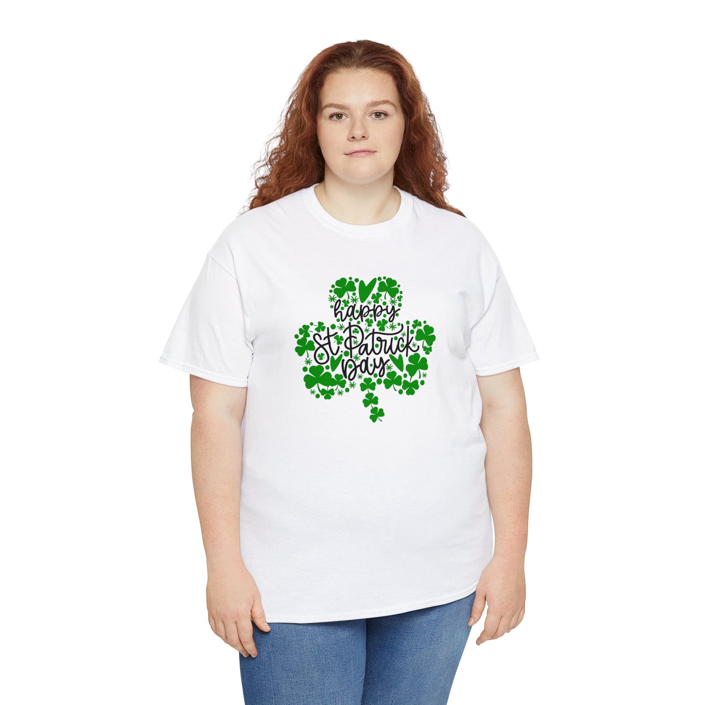 Happy St Patricks Day Clover Unisex Heavy Cotton Tee