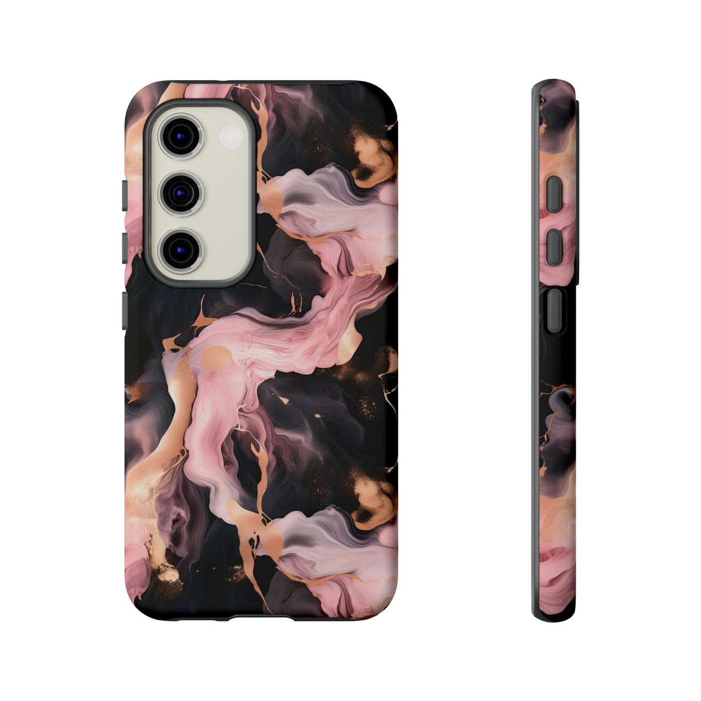 Black & Pink Marble  Tough Phone Cases