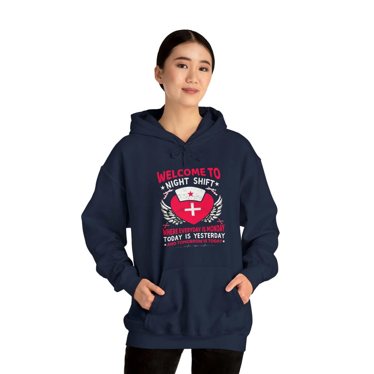 Welcome to the Nightshift Nurse Unisex Heavy Blend™ Hooded Sweatshirt
