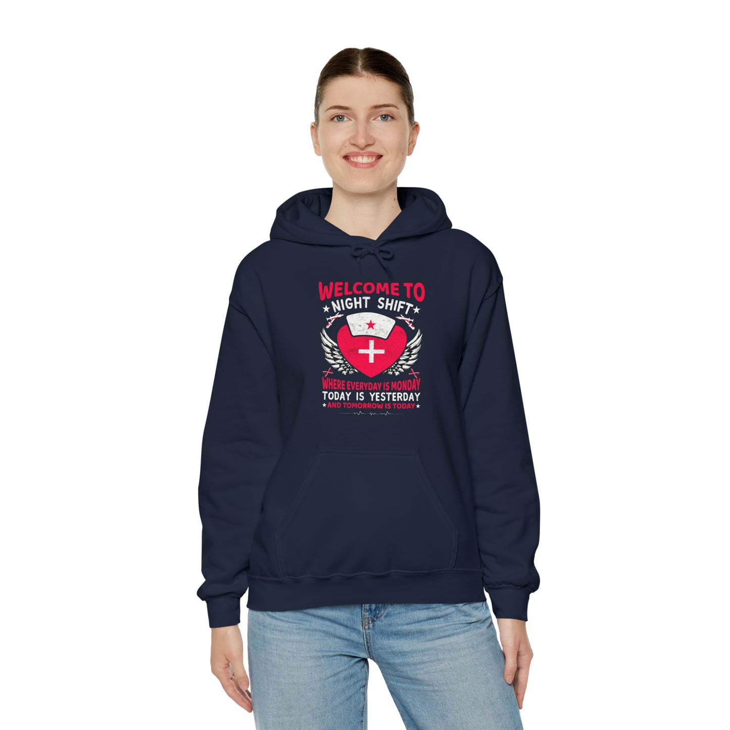 Welcome to the Nightshift Nurse Unisex Heavy Blend™ Hooded Sweatshirt