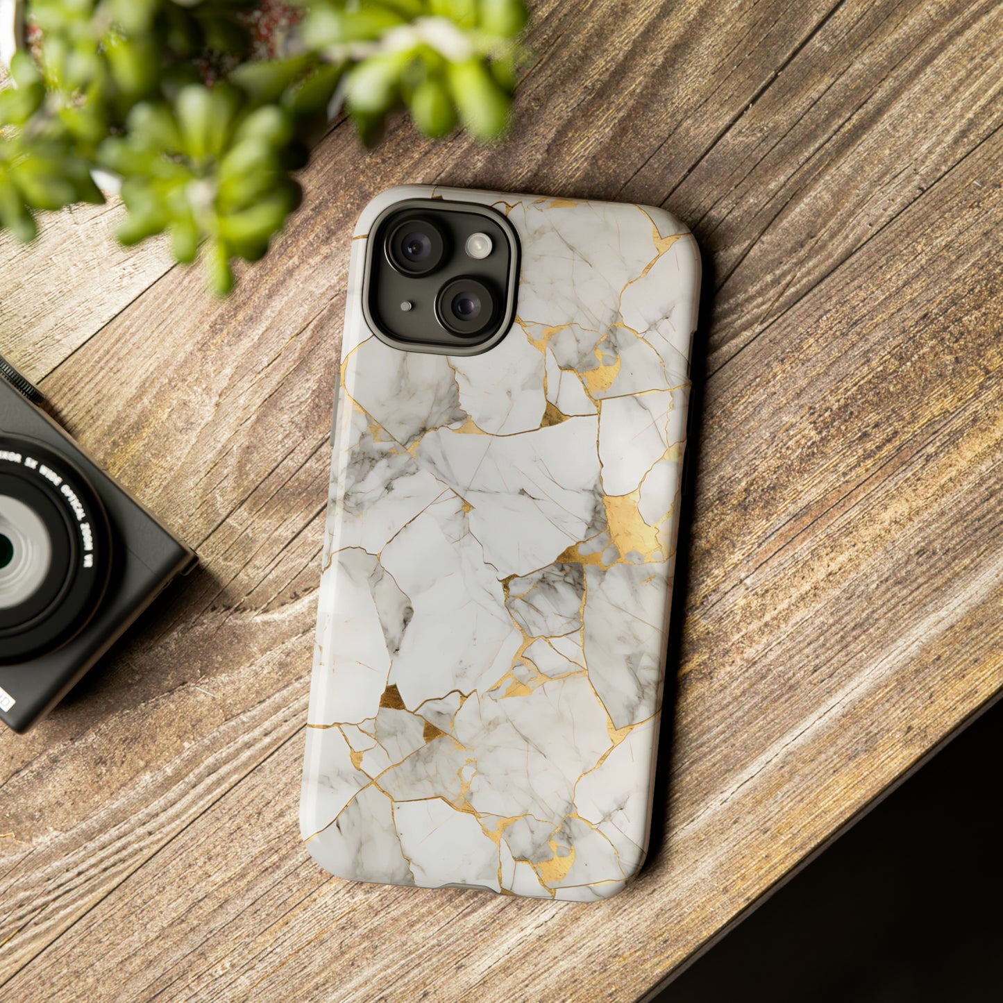 Gold & White Marble Tough Phone Cases