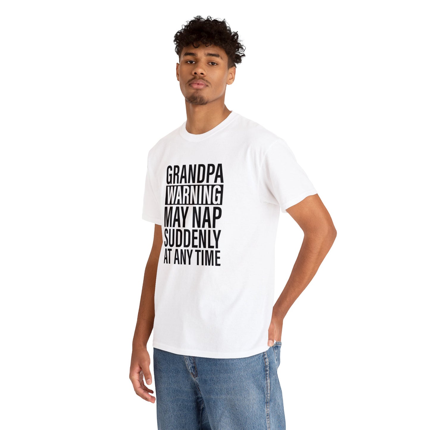 Grandpa Warning May Nap Suddenly Unisex Heavy Cotton Tee