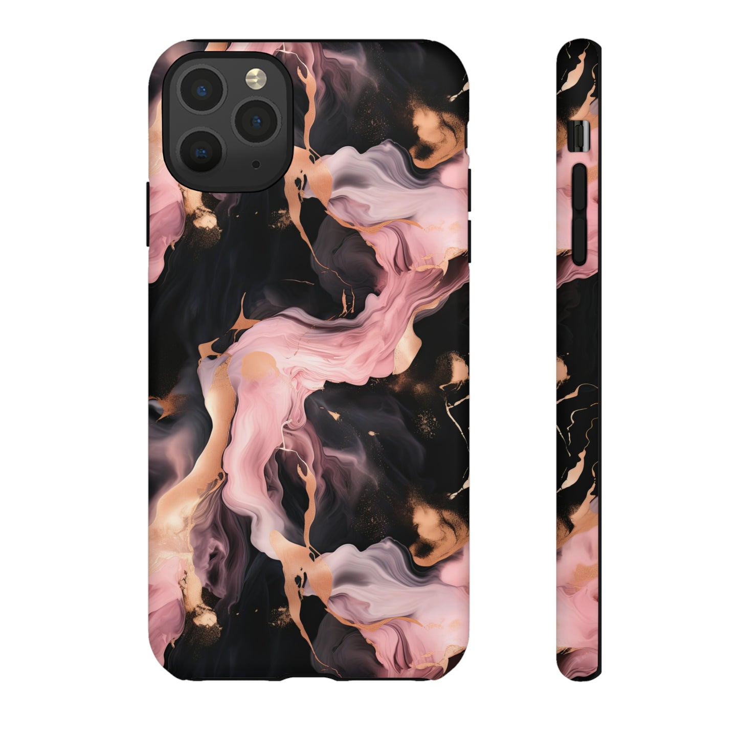 Black & Pink Marble  Tough Phone Cases