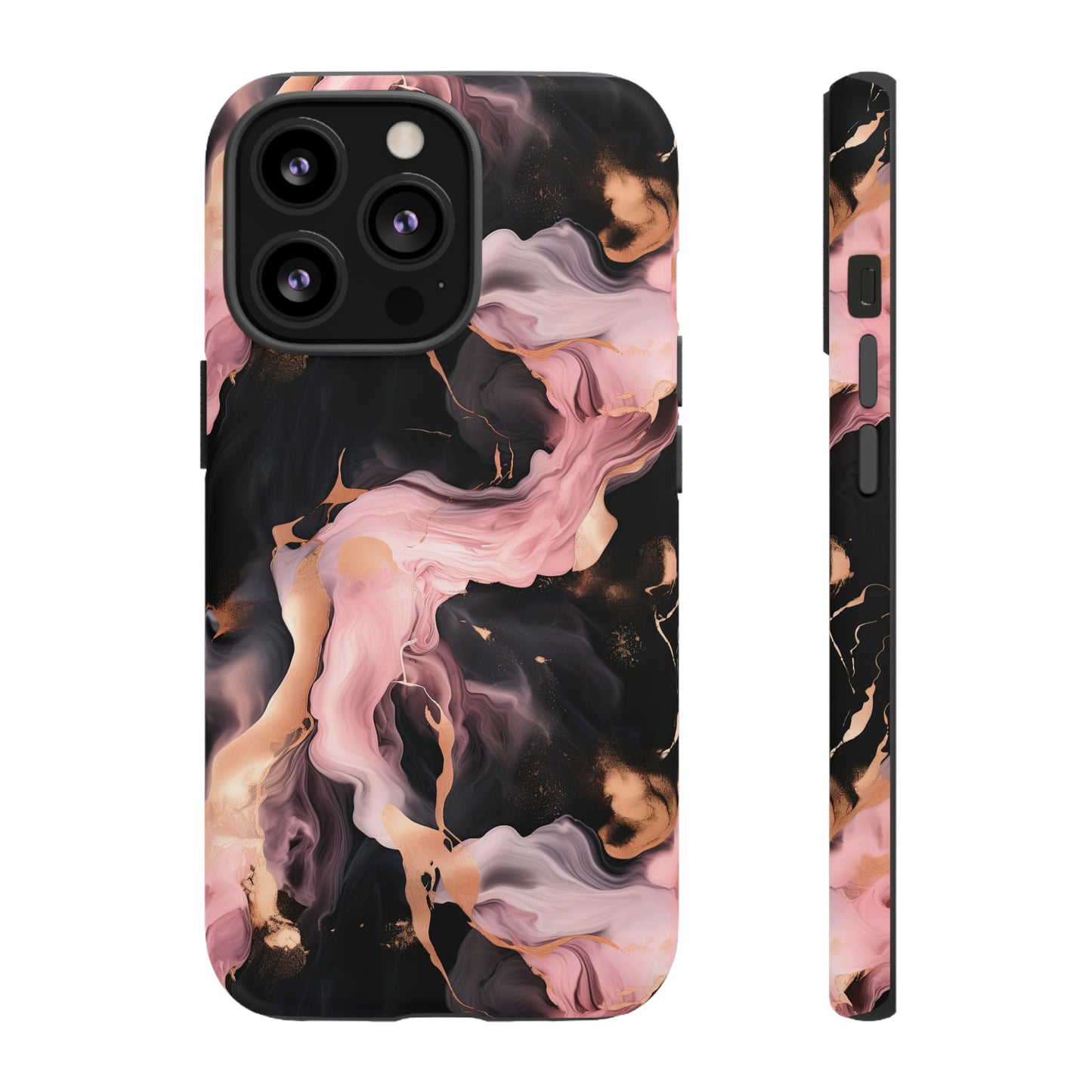 Black & Pink Marble  Tough Phone Cases
