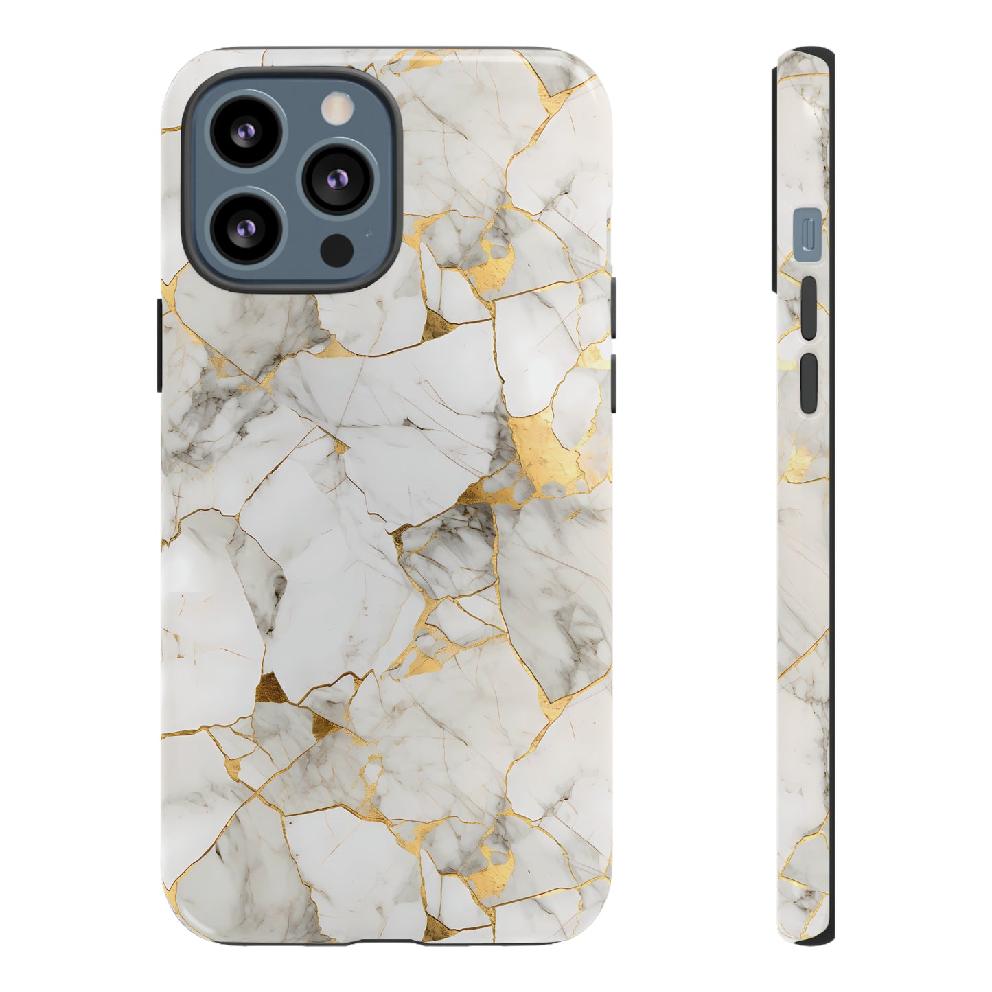 Gold & White Marble Tough Phone Cases