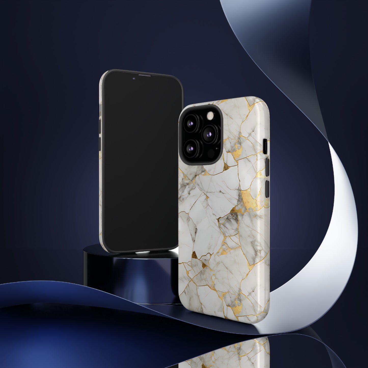 Gold & White Marble Tough Phone Cases