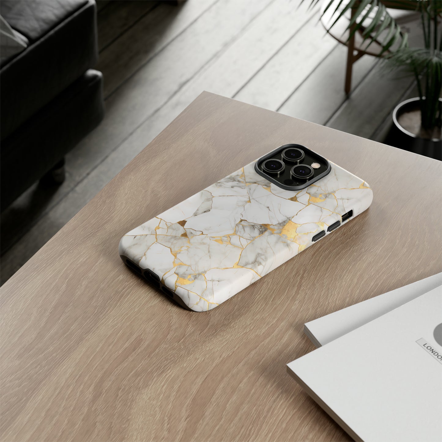 Gold & White Marble Tough Phone Cases
