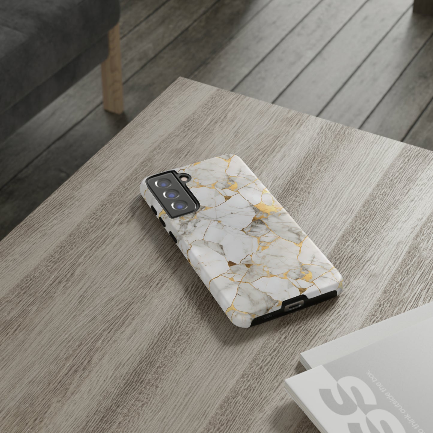Gold & White Marble Tough Phone Cases