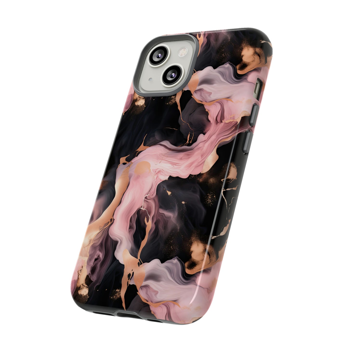 Black & Pink Marble  Tough Phone Cases