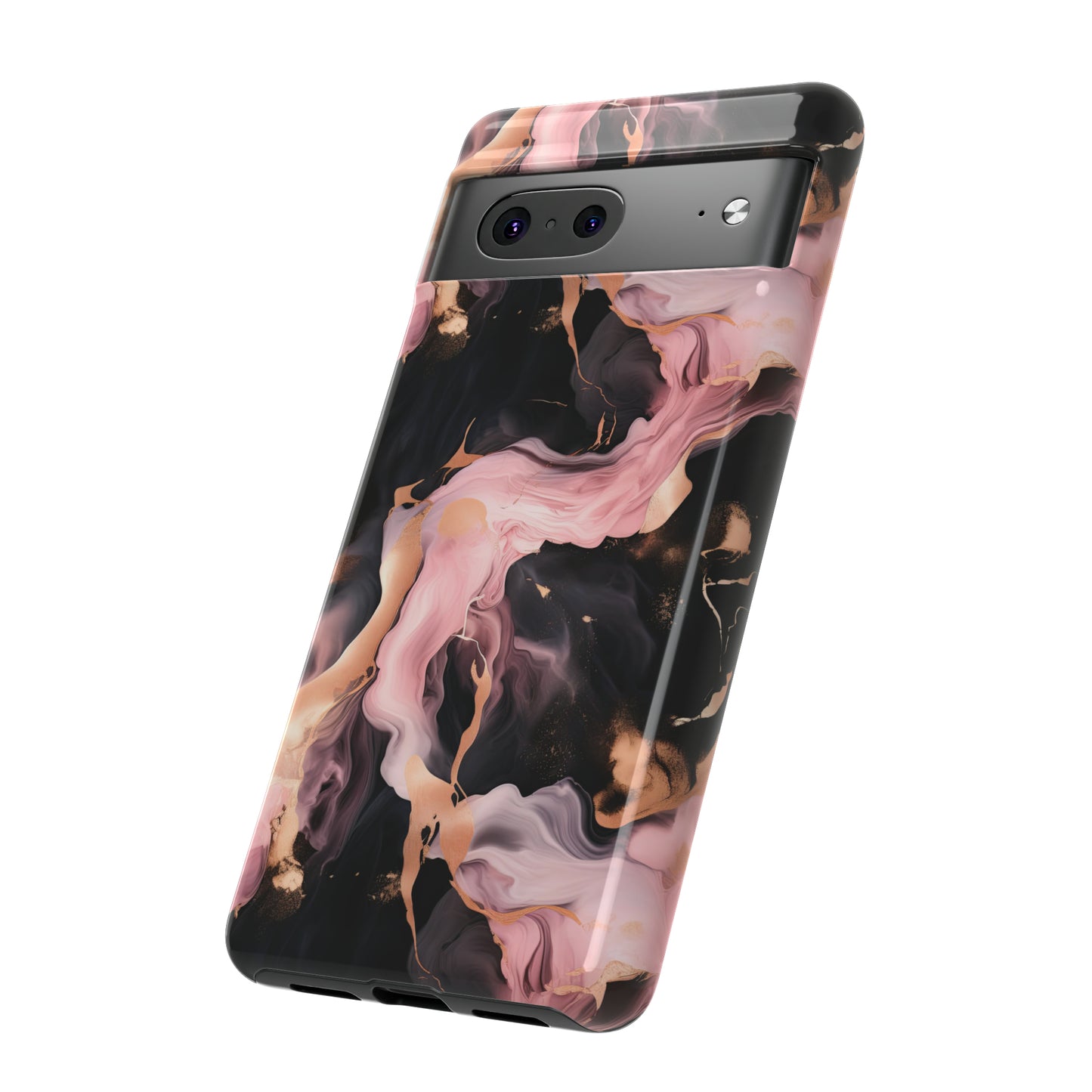 Black & Pink Marble  Tough Phone Cases