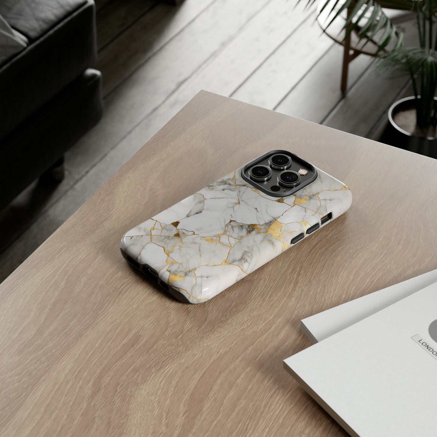 Gold & White Marble Tough Phone Cases