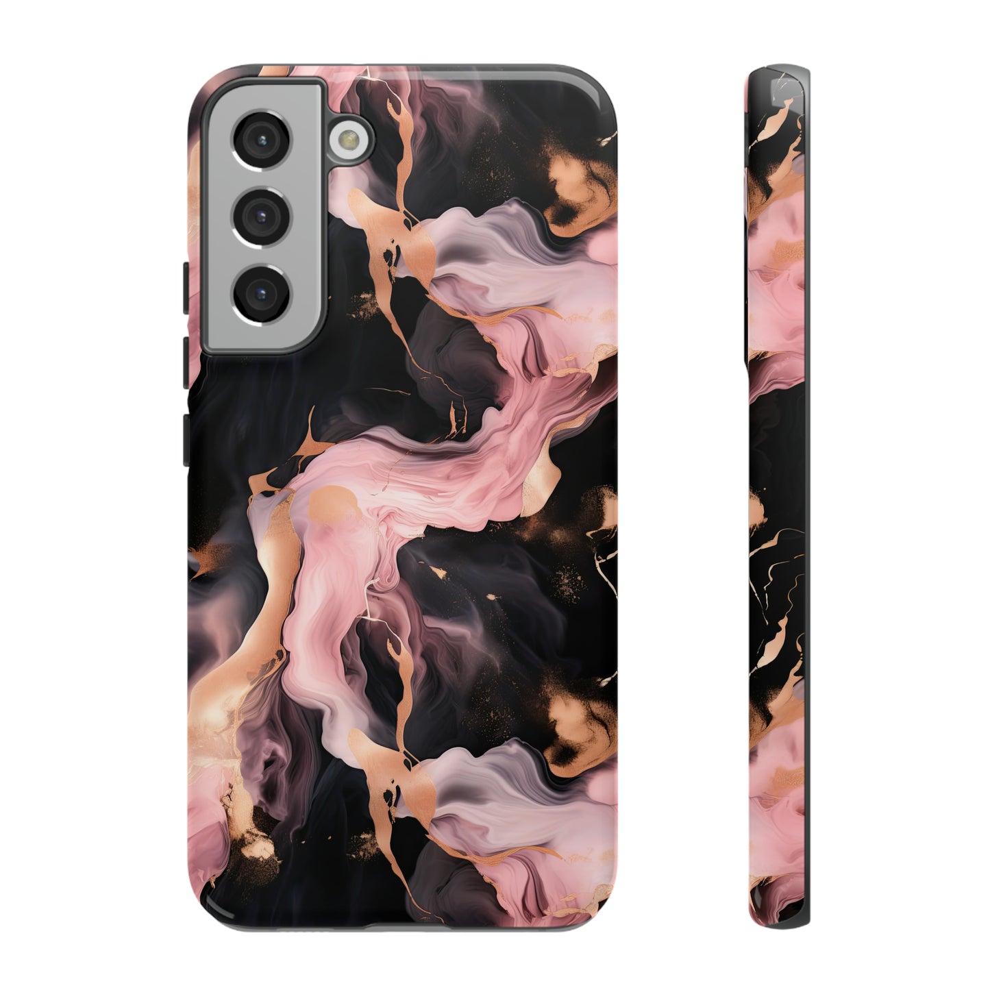 Black & Pink Marble  Tough Phone Cases