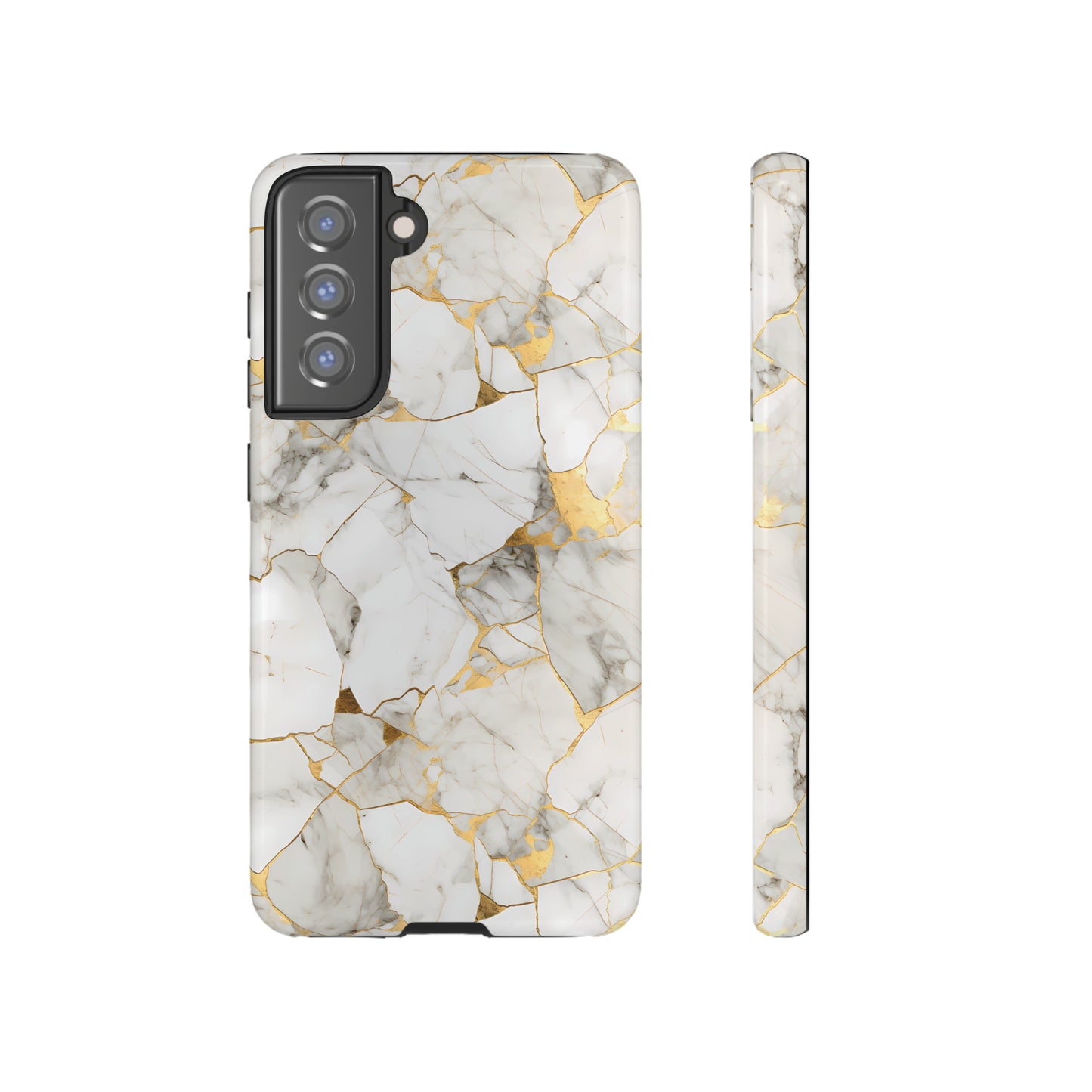 Gold & White Marble Tough Phone Cases