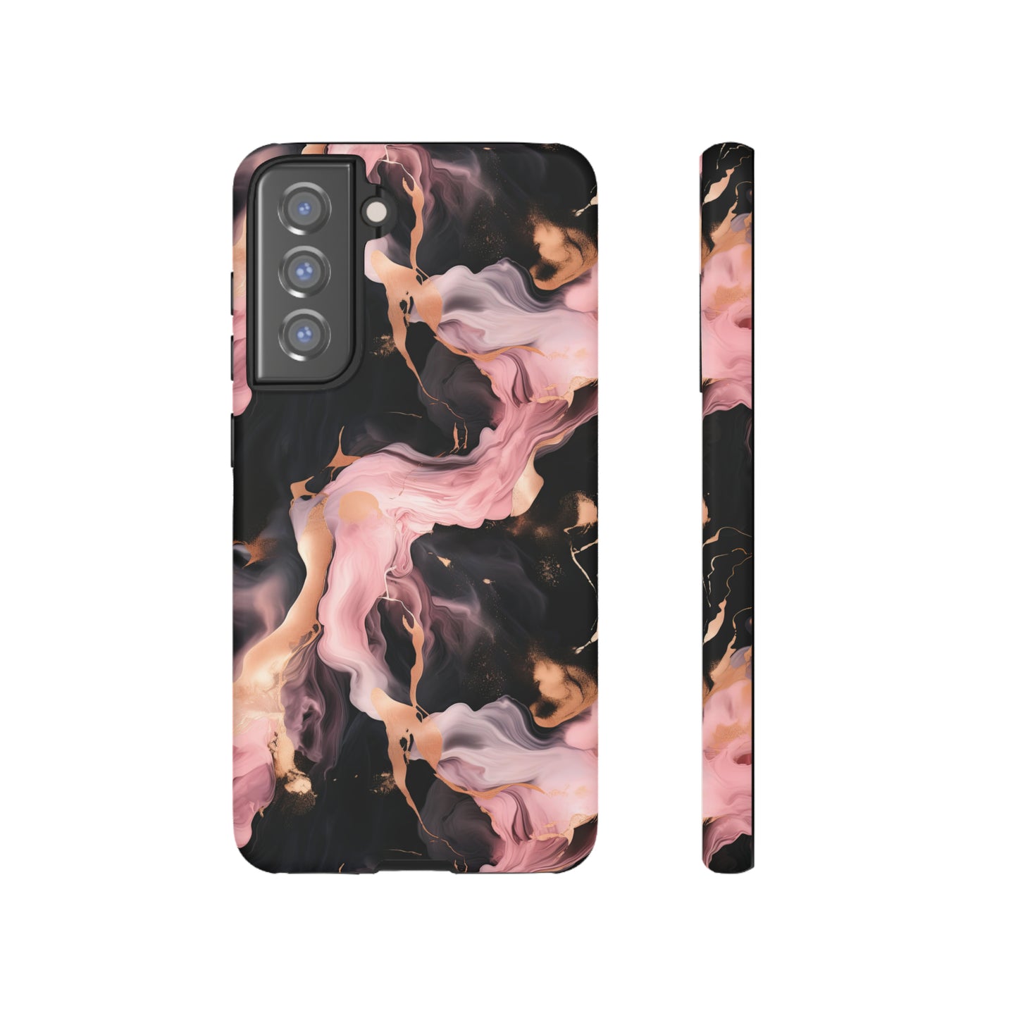 Black & Pink Marble  Tough Phone Cases