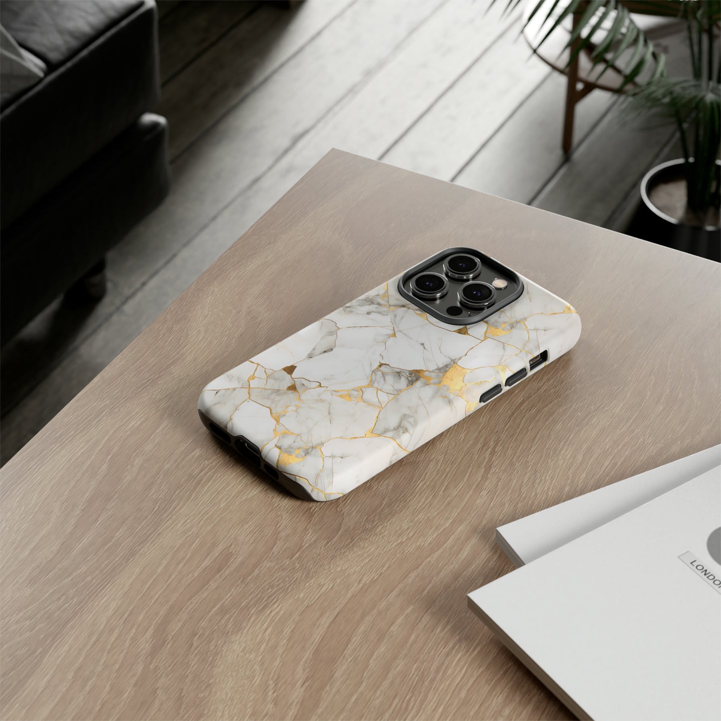 Gold & White Marble Tough Phone Cases
