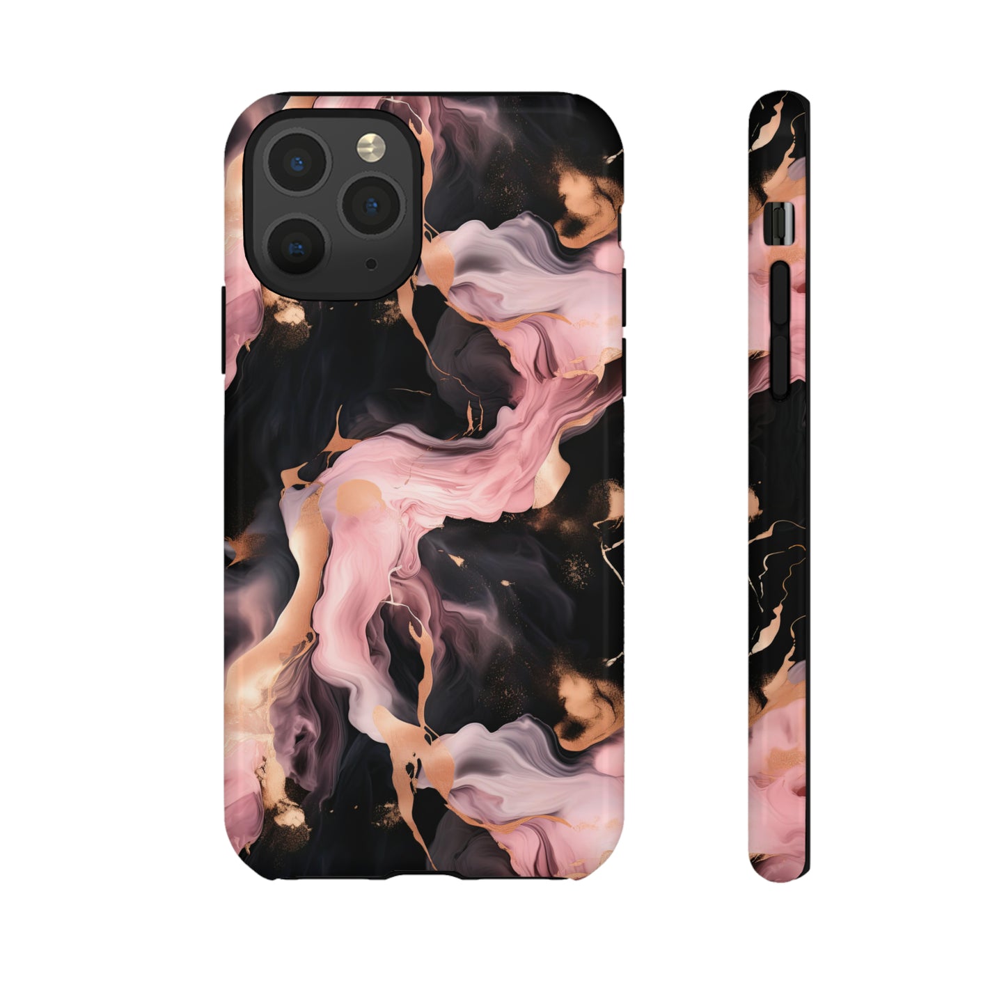 Black & Pink Marble  Tough Phone Cases
