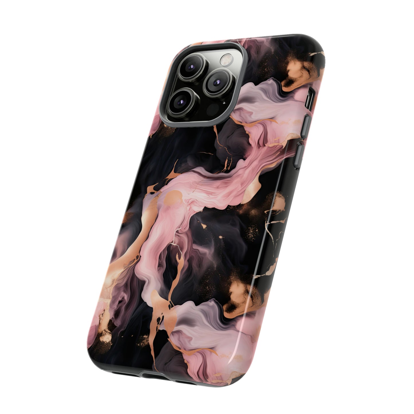 Black & Pink Marble  Tough Phone Cases