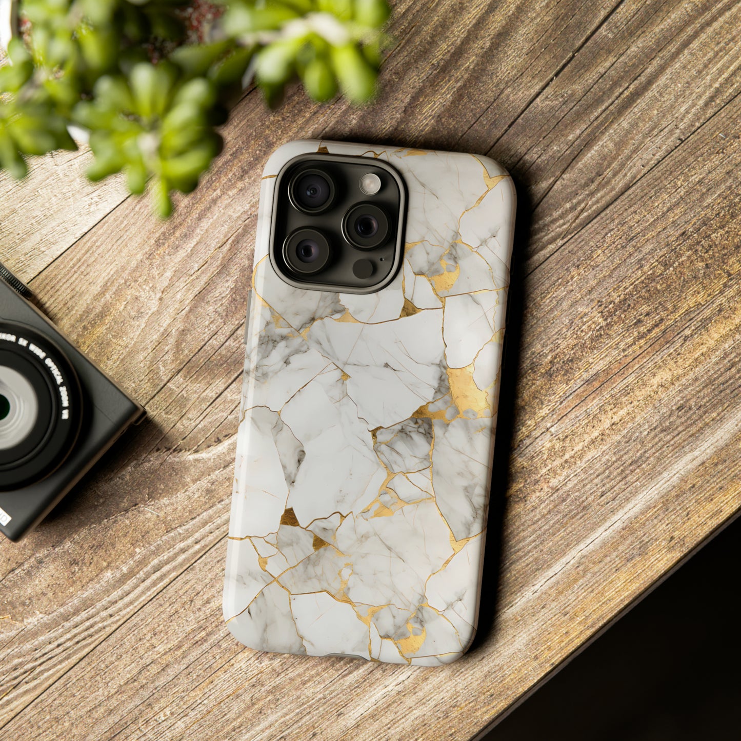 Gold & White Marble Tough Phone Cases