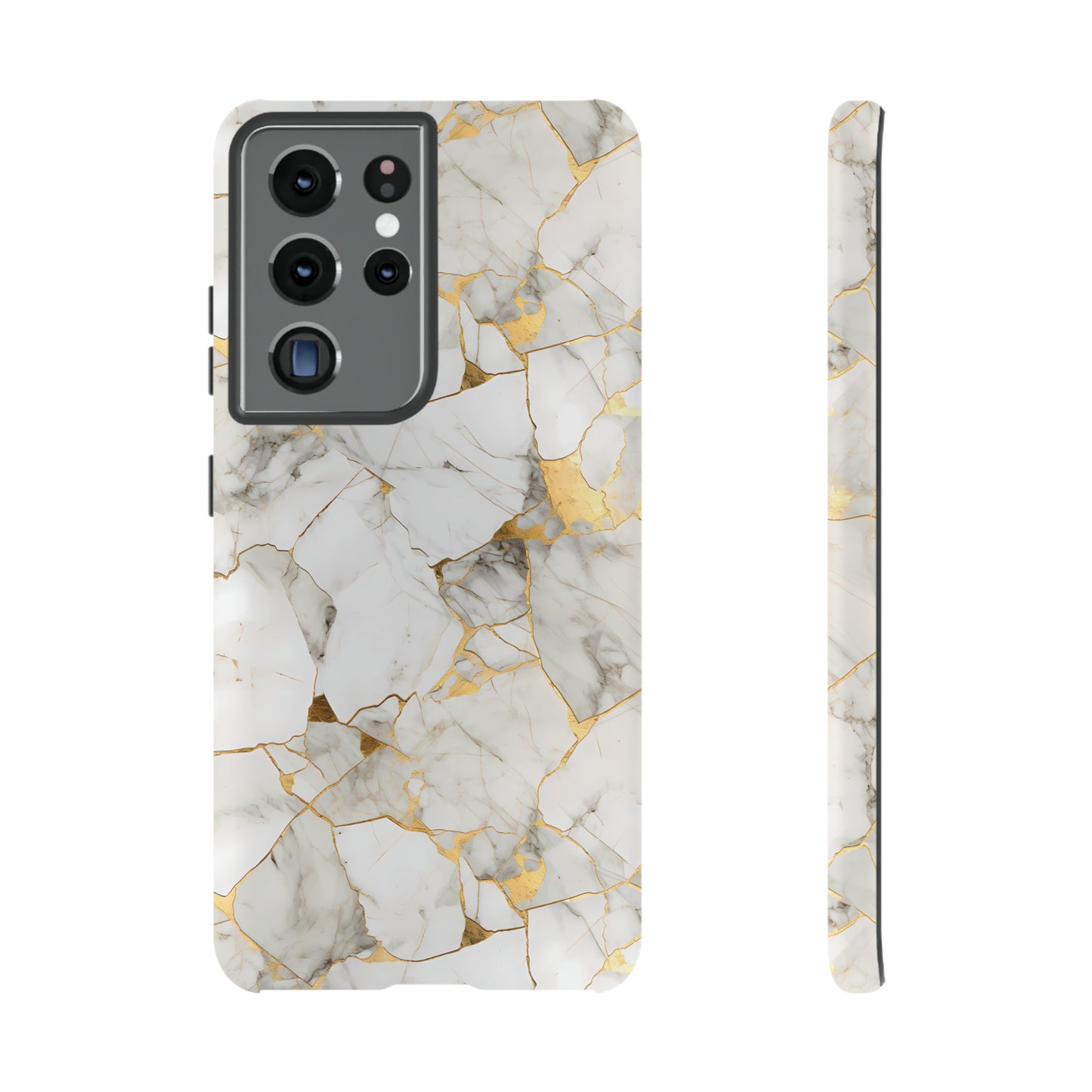 Gold & White Marble Tough Phone Cases
