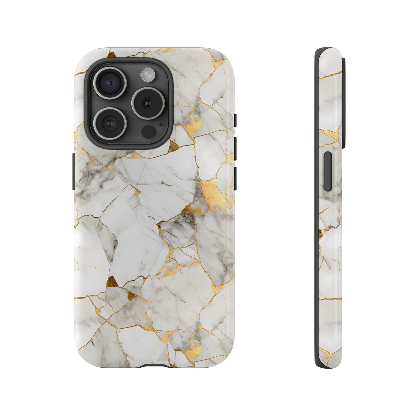 Gold & White Marble Tough Phone Cases