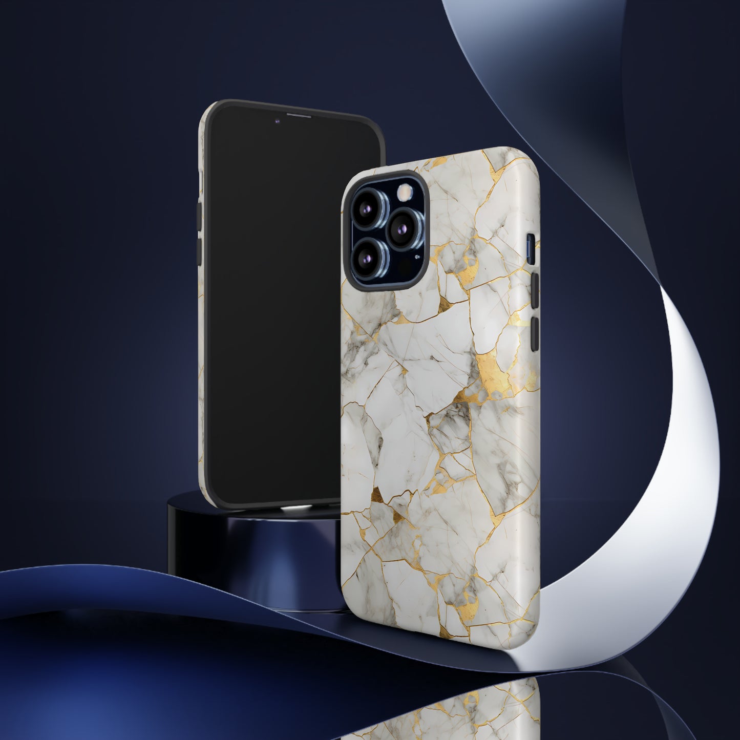 Gold & White Marble Tough Phone Cases