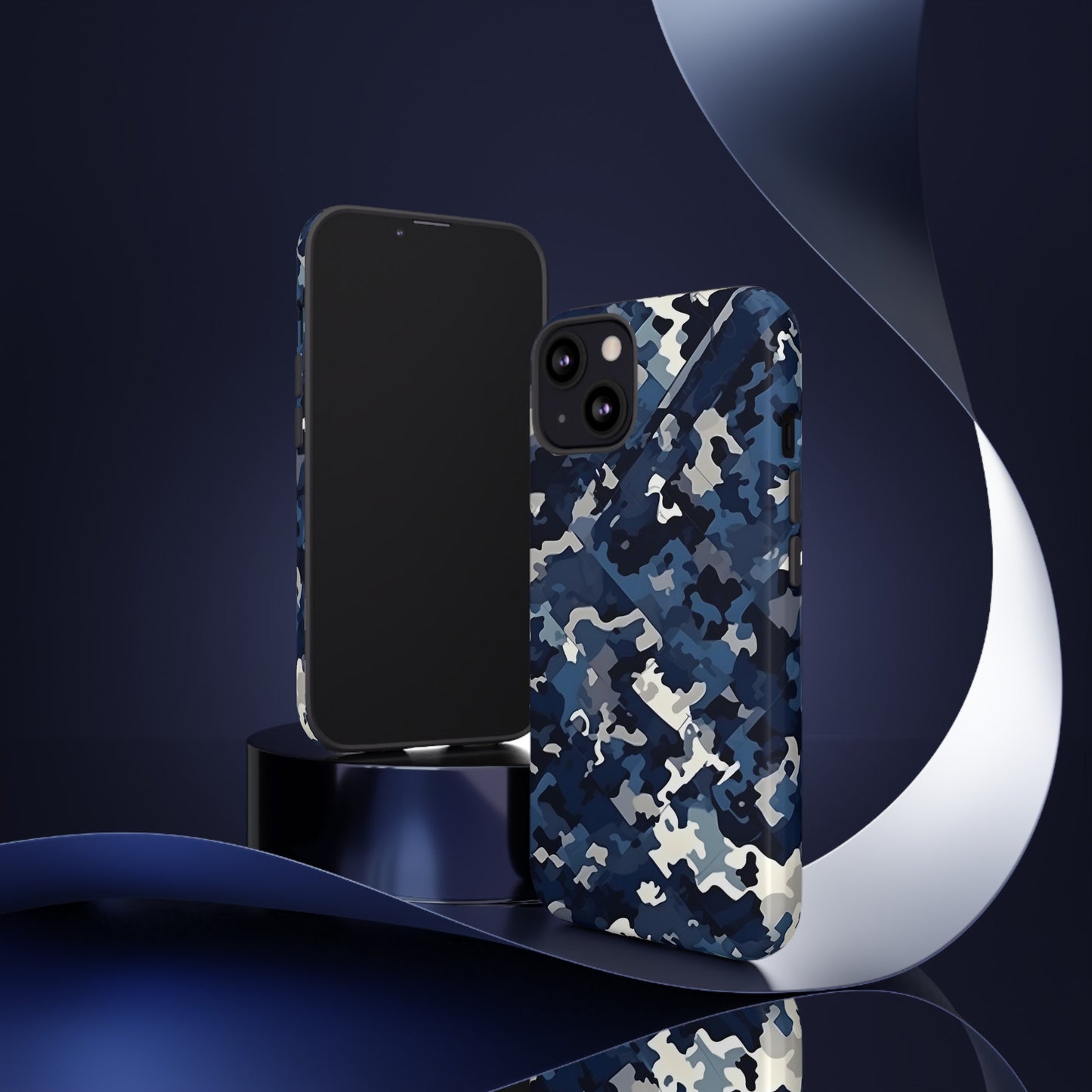 Blue Camo Inspired Tough Phone Cases