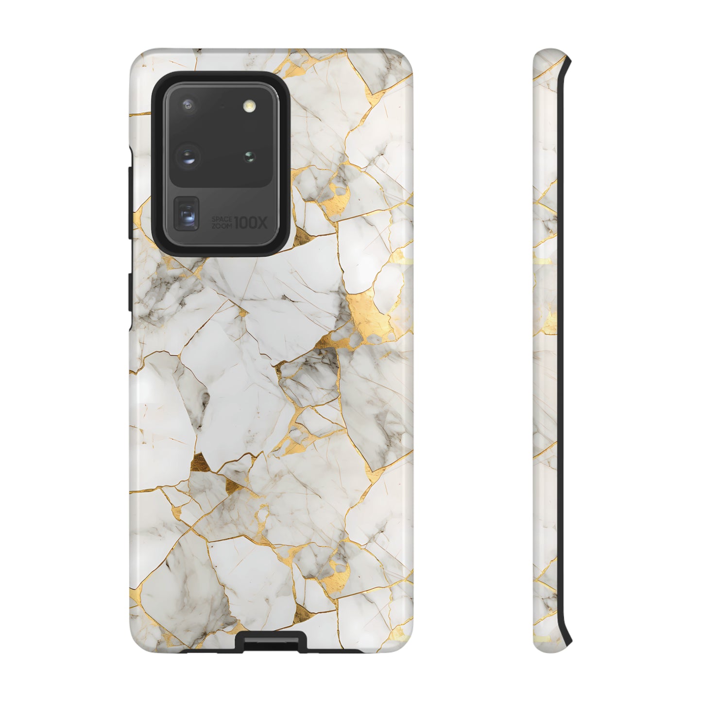 Gold & White Marble Tough Phone Cases