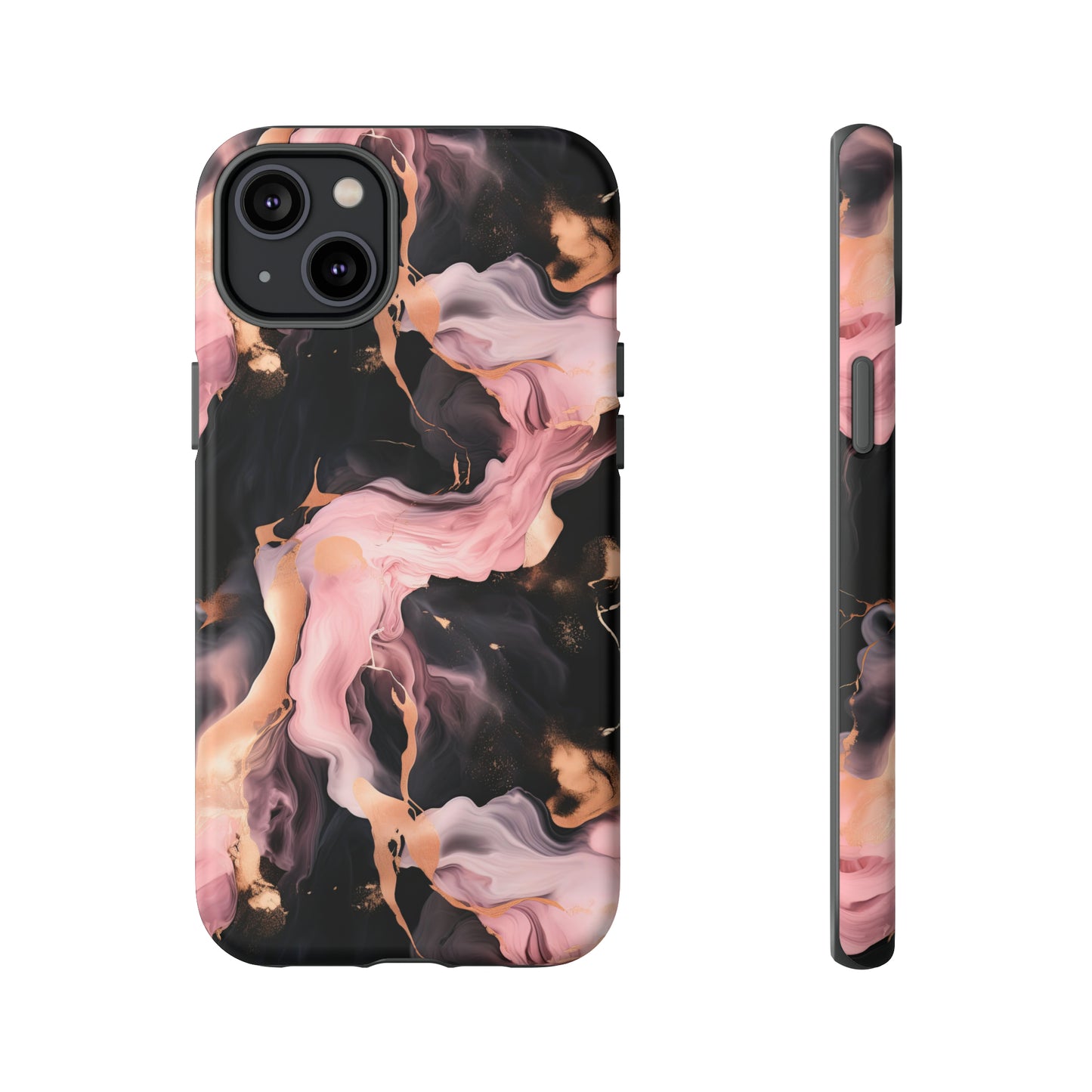 Black & Pink Marble  Tough Phone Cases