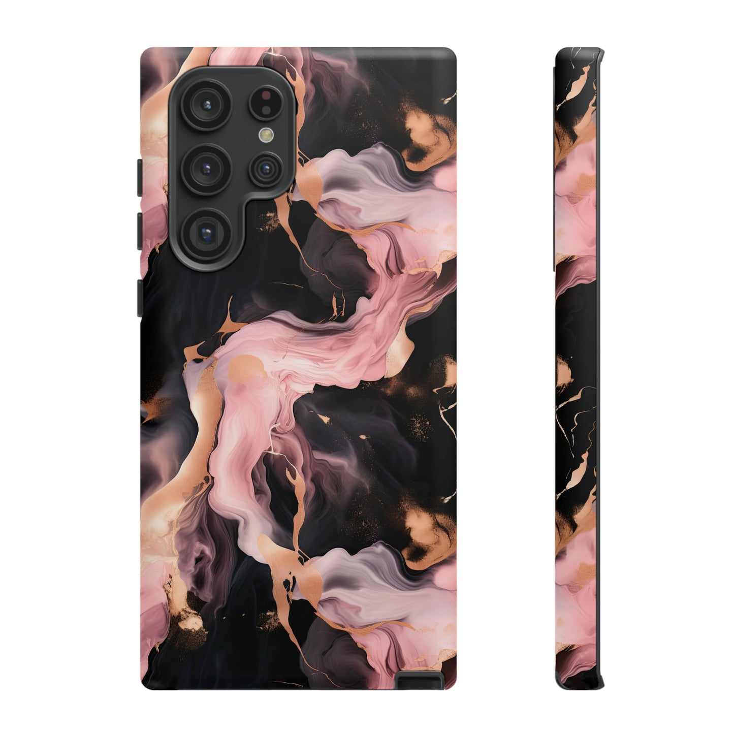 Black & Pink Marble  Tough Phone Cases