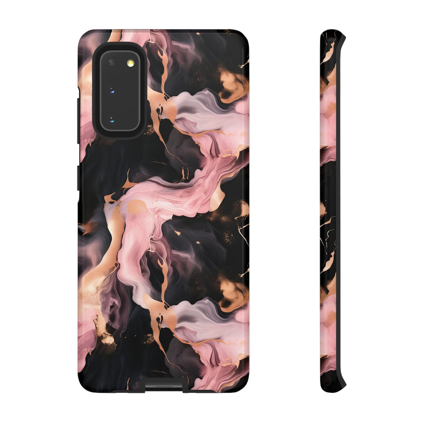 Black & Pink Marble  Tough Phone Cases