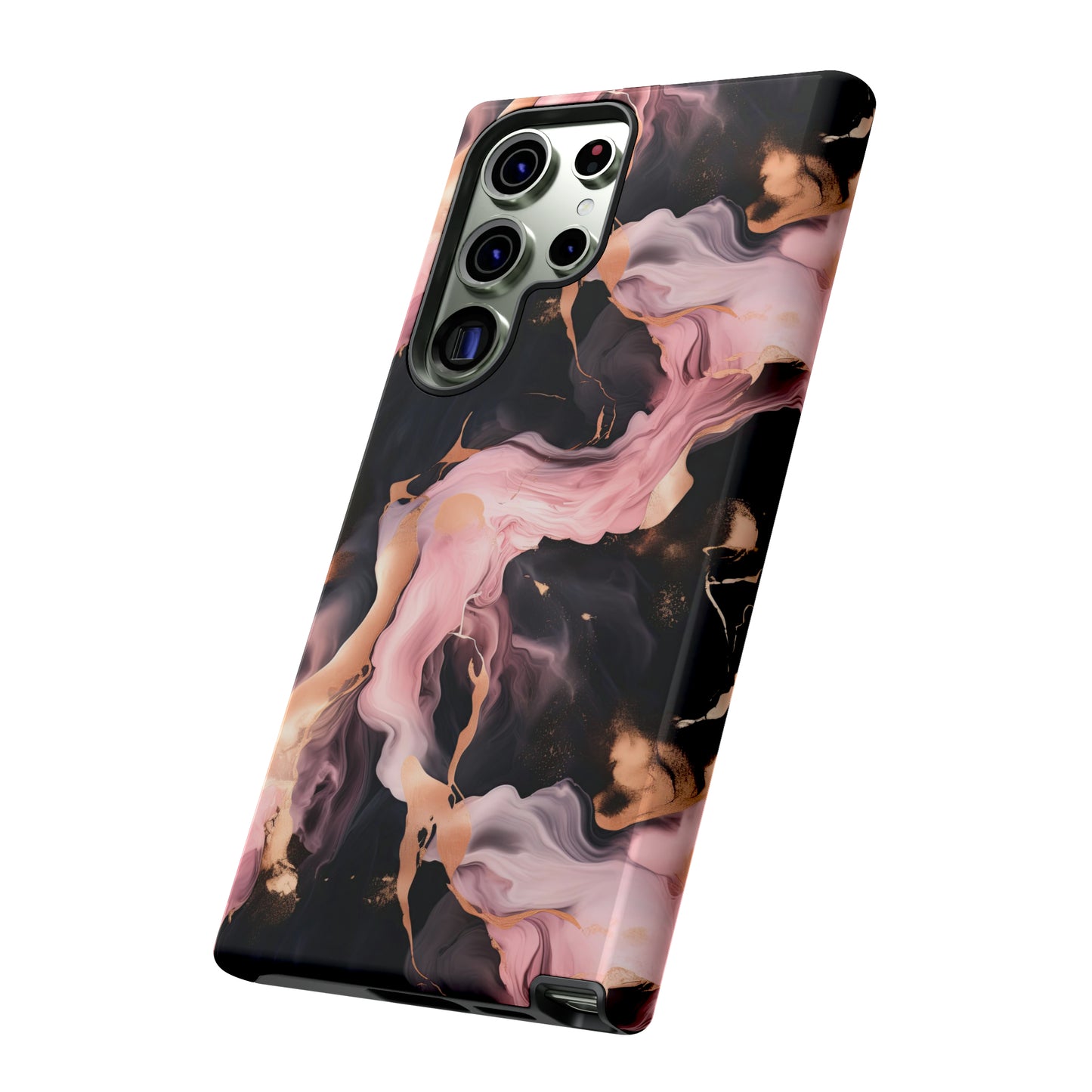 Black & Pink Marble  Tough Phone Cases