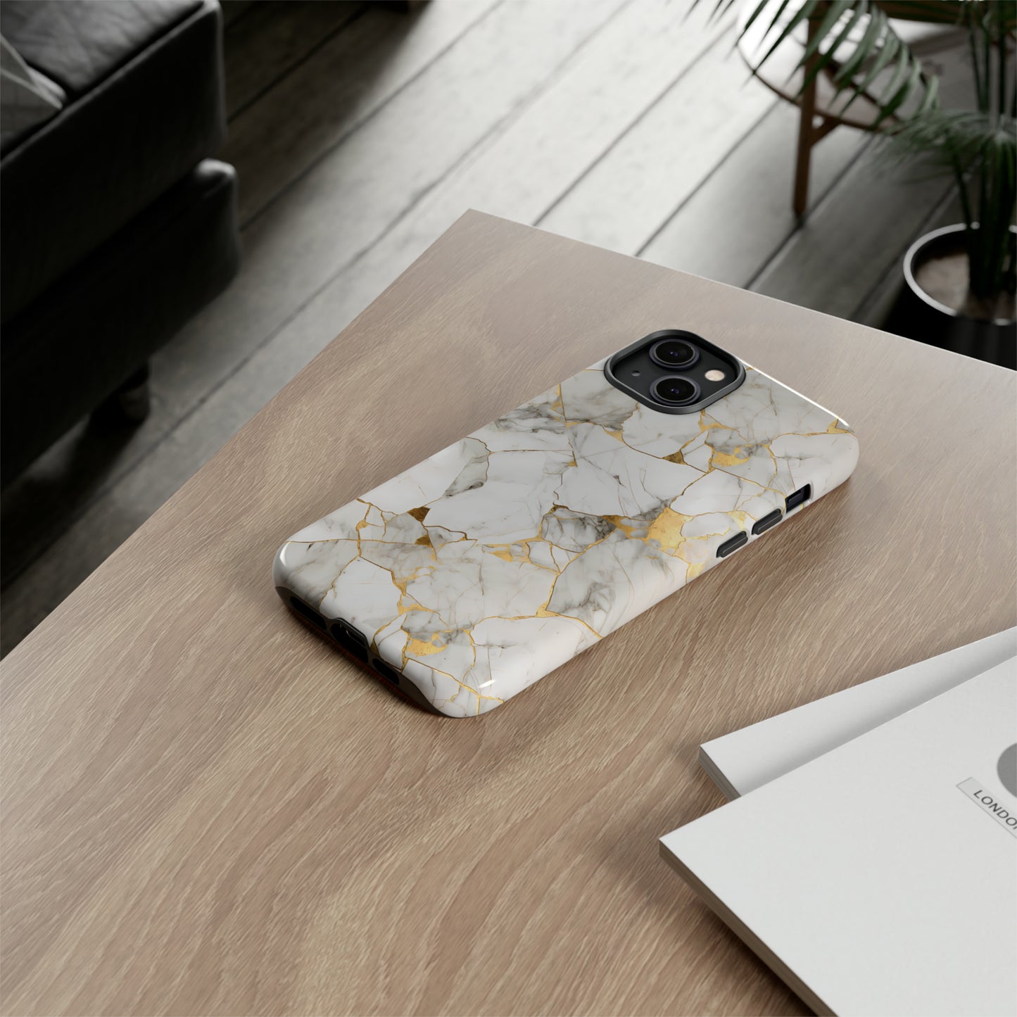 Gold & White Marble Tough Phone Cases
