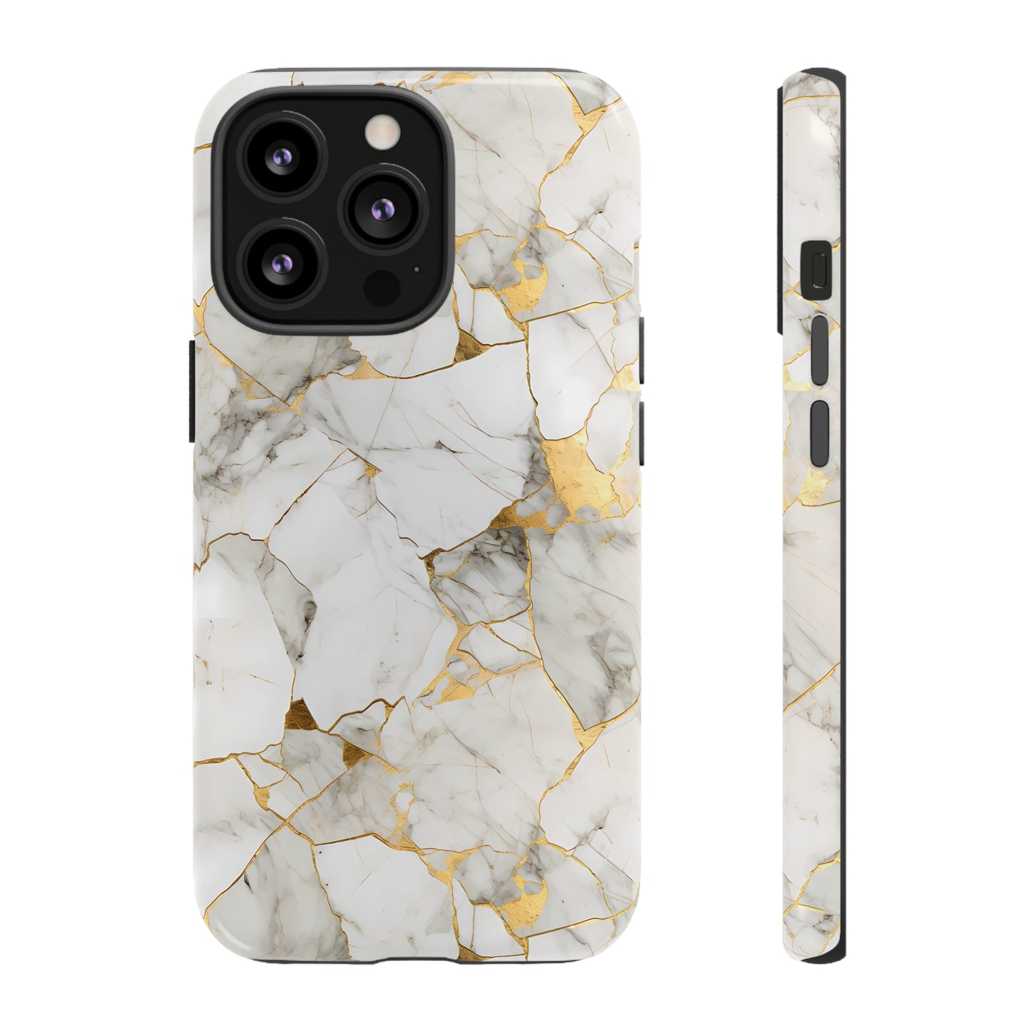 Gold & White Marble Tough Phone Cases