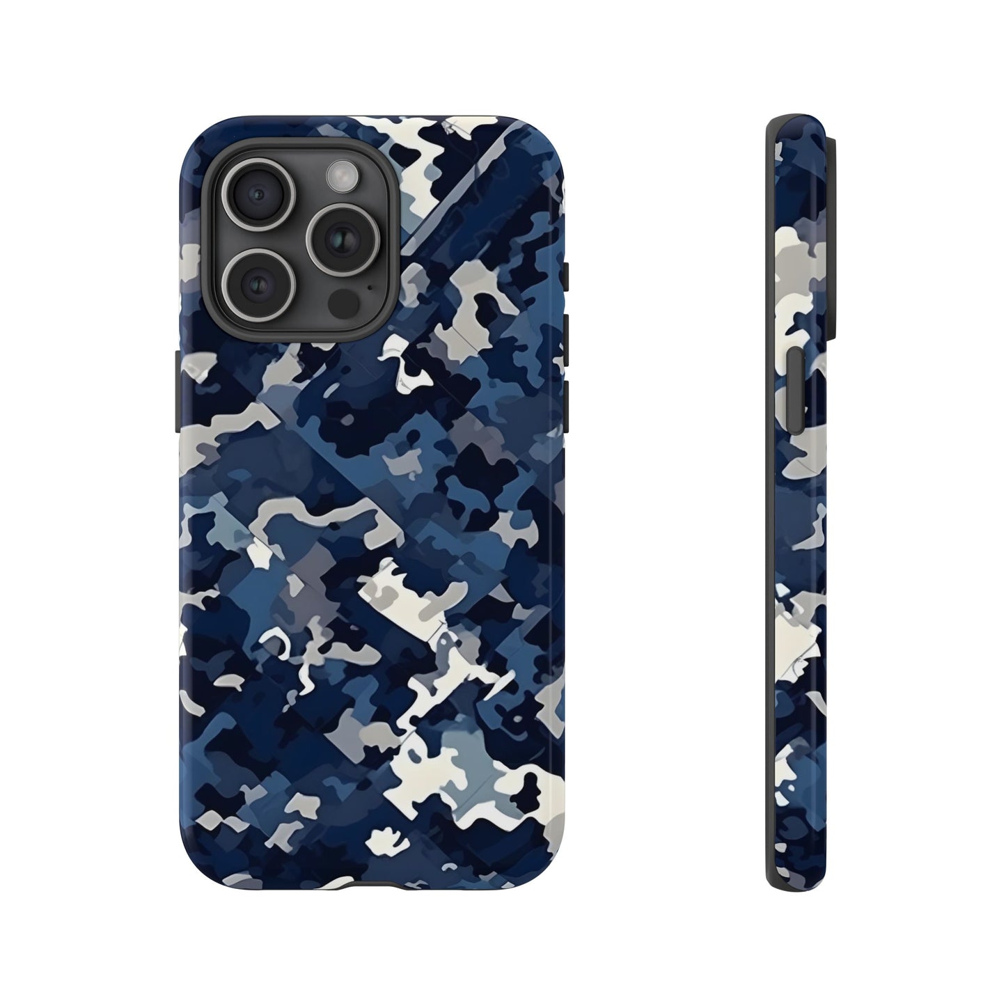 Blue Camo Inspired Tough Phone Cases