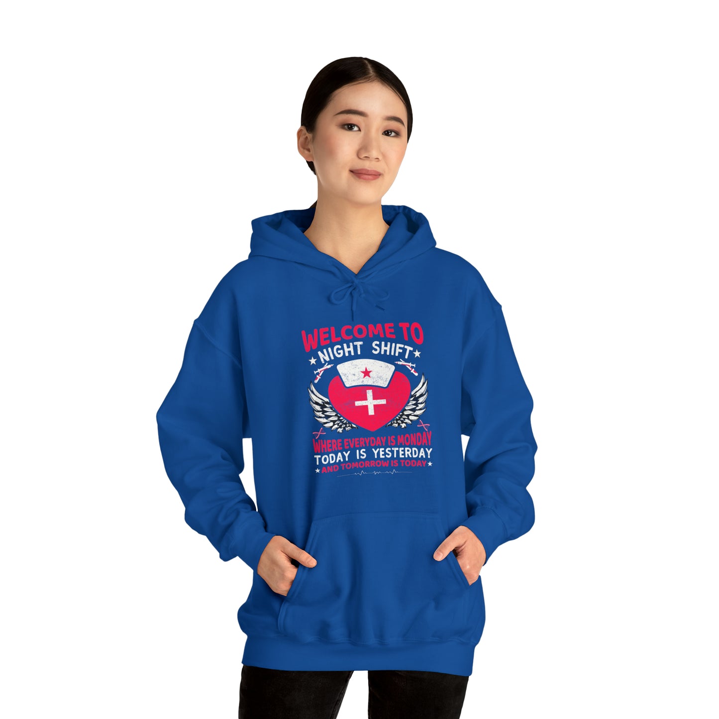 Welcome to the Nightshift Nurse Unisex Heavy Blend™ Hooded Sweatshirt