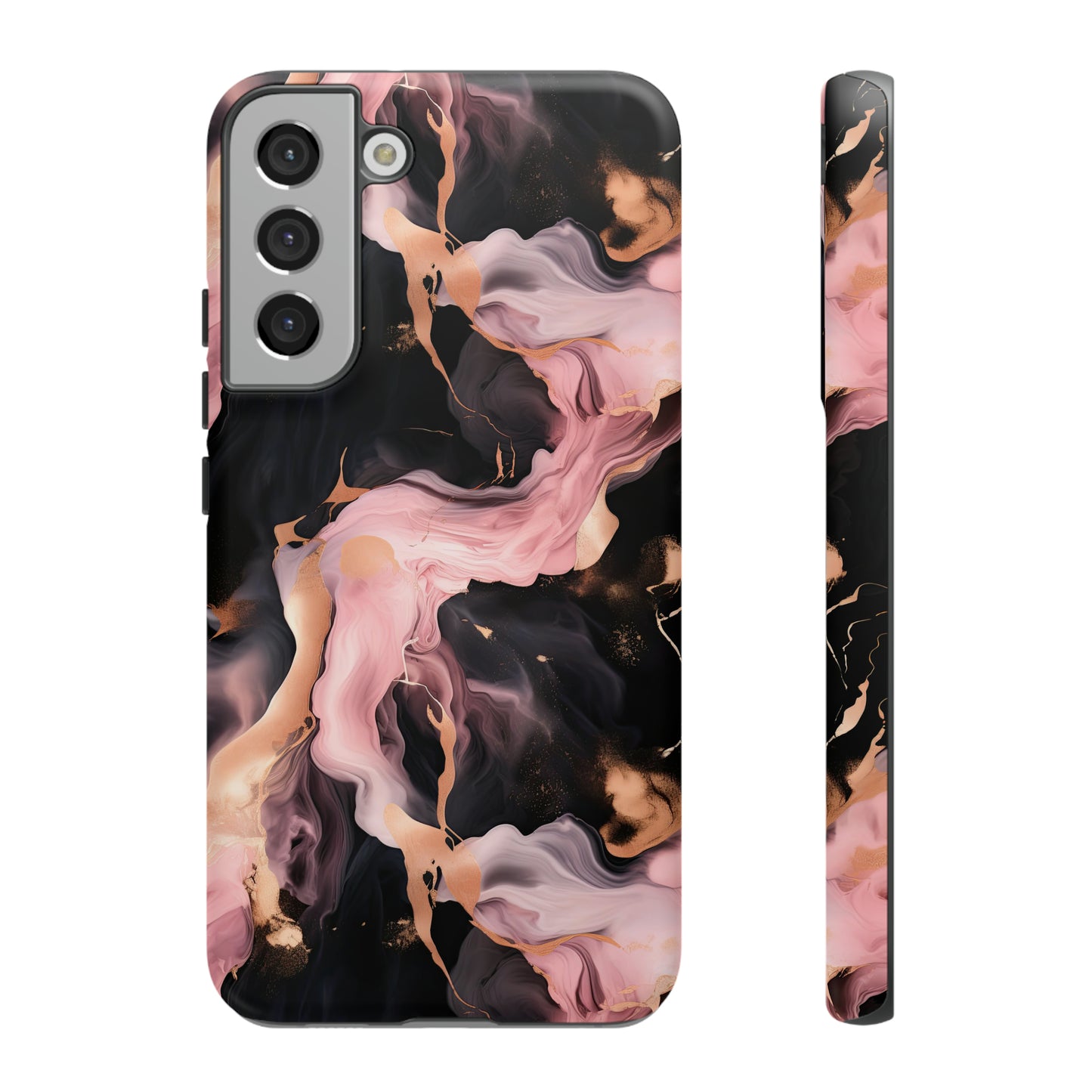 Black & Pink Marble  Tough Phone Cases