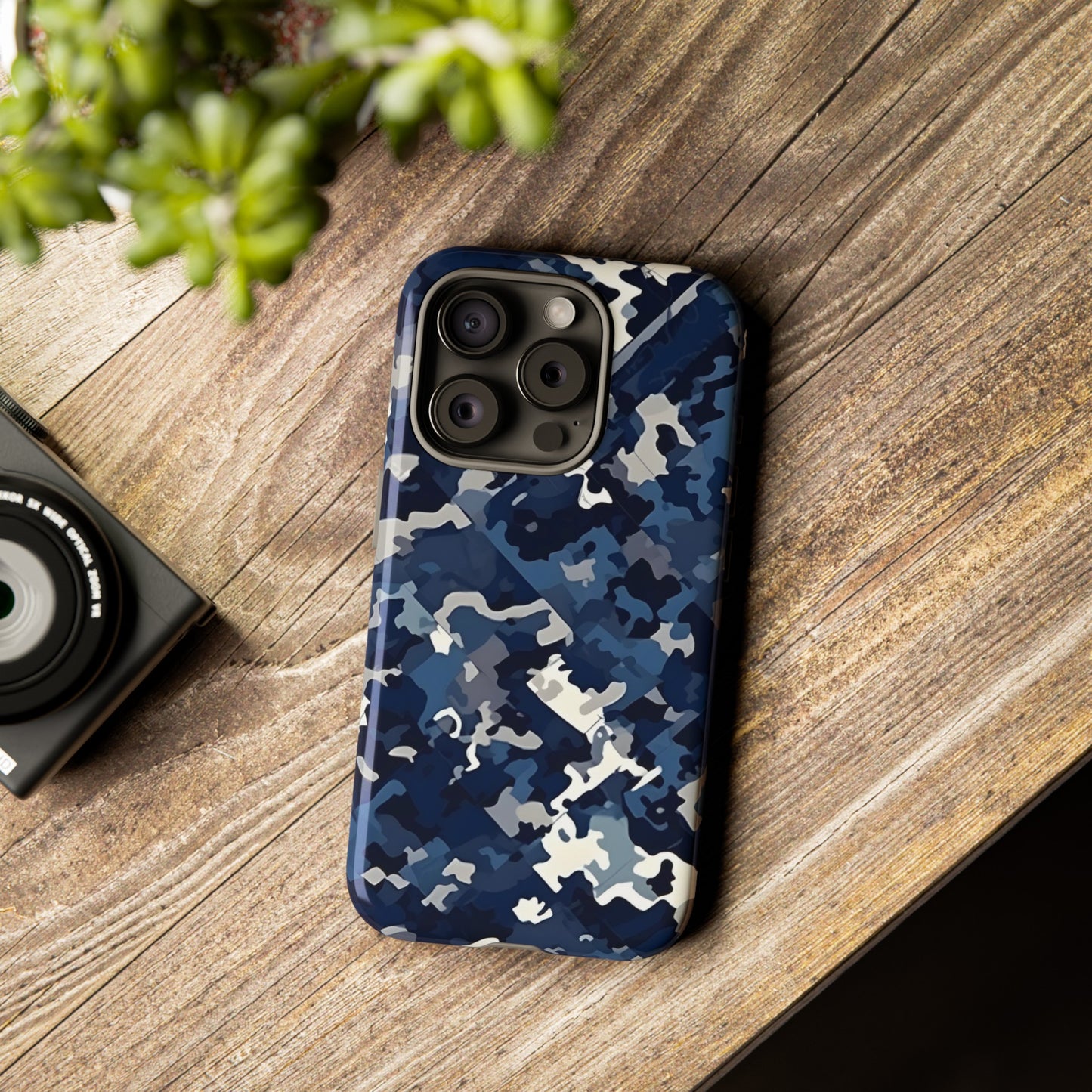 Blue Camo Inspired Tough Phone Cases