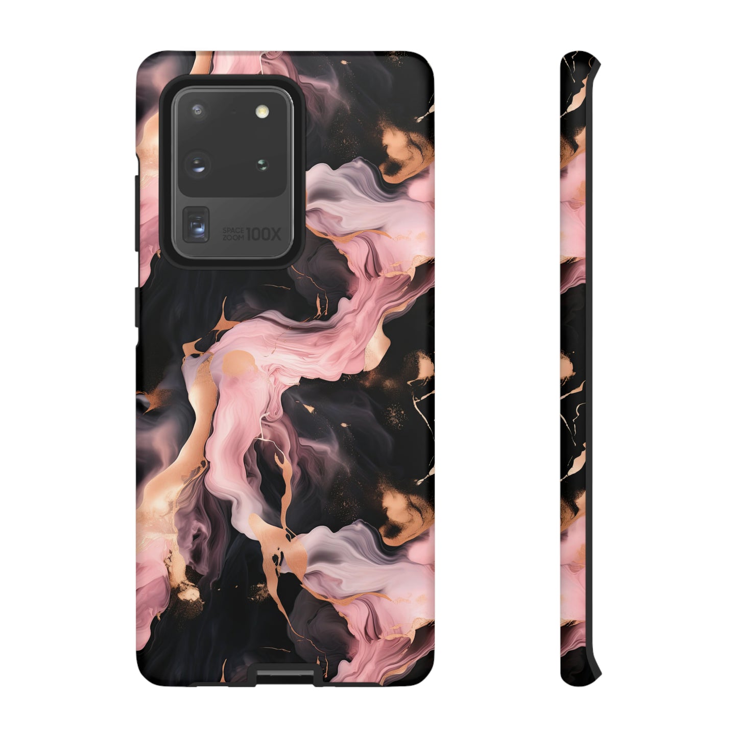 Black & Pink Marble  Tough Phone Cases