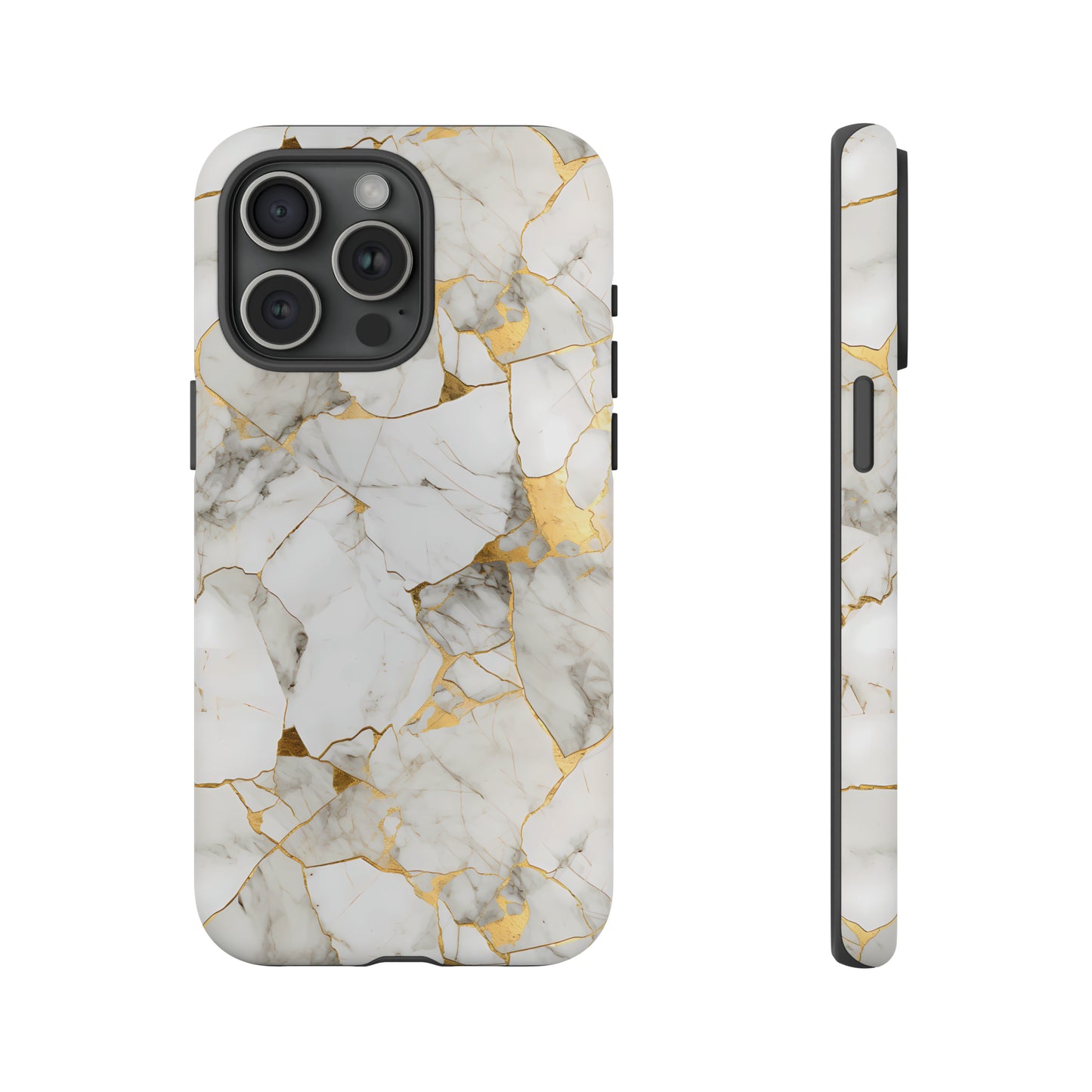 Gold & White Marble Tough Phone Cases