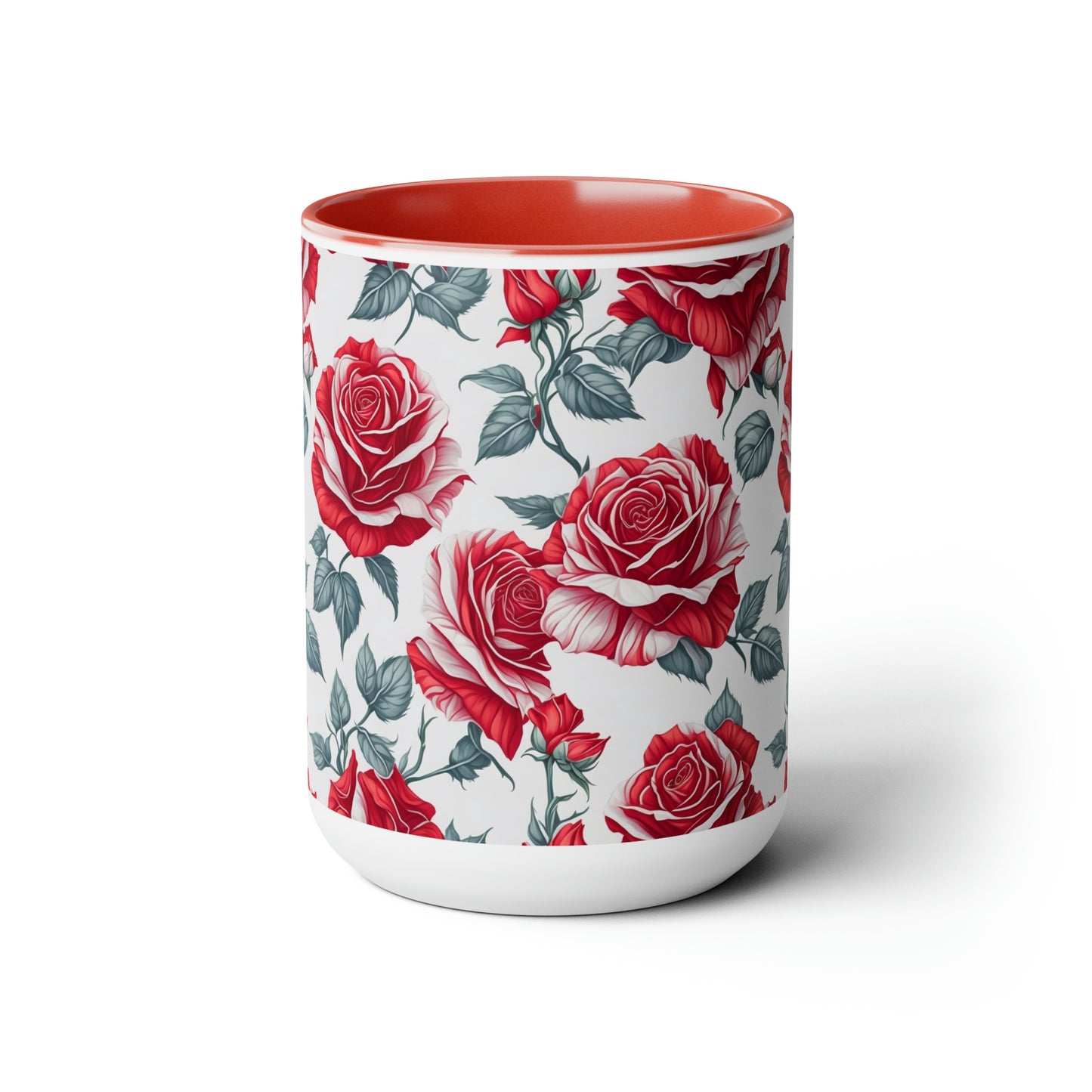 Roses Two-Tone Coffee Mugs, 15oz