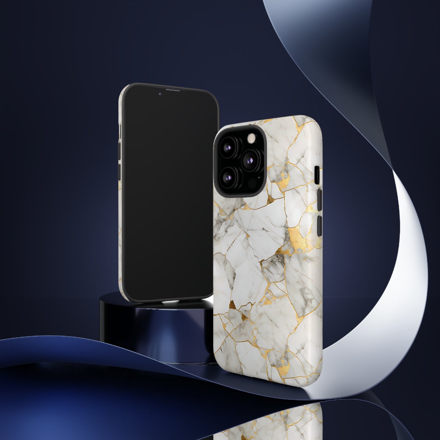Gold & White Marble Tough Phone Cases