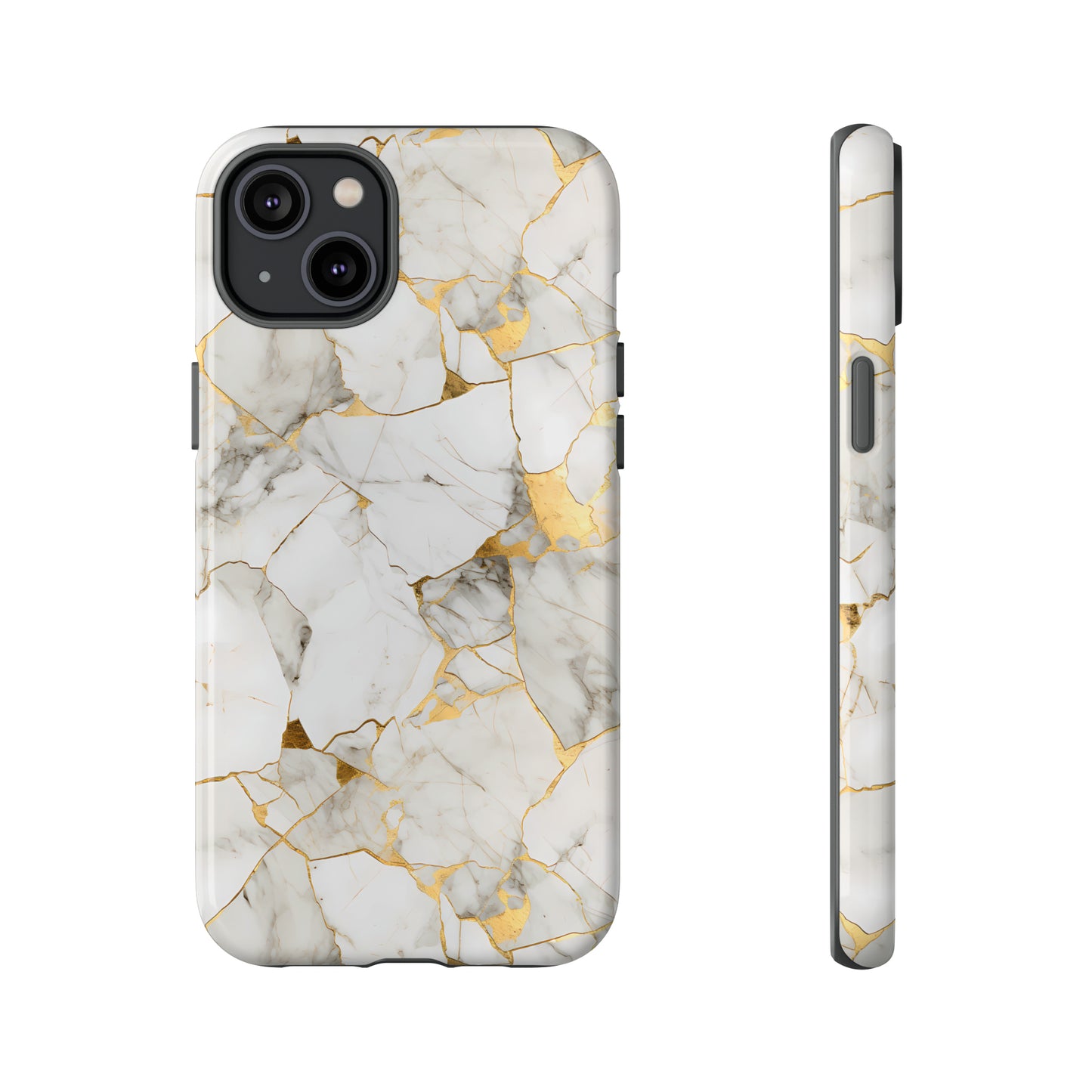 Gold & White Marble Tough Phone Cases