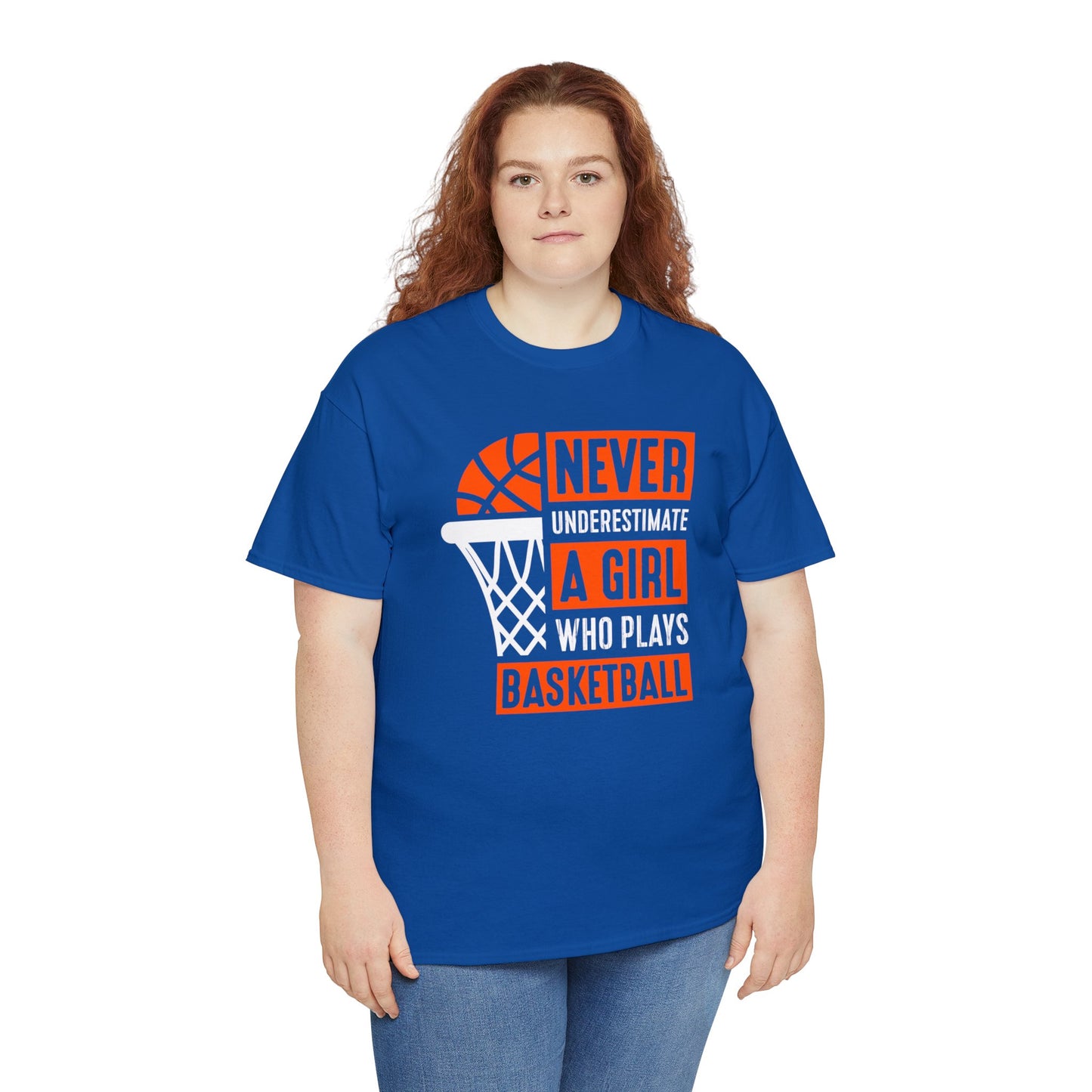 Never Underestimate a Girl Who Plays Basketball Unisex Heavy Cotton Tee