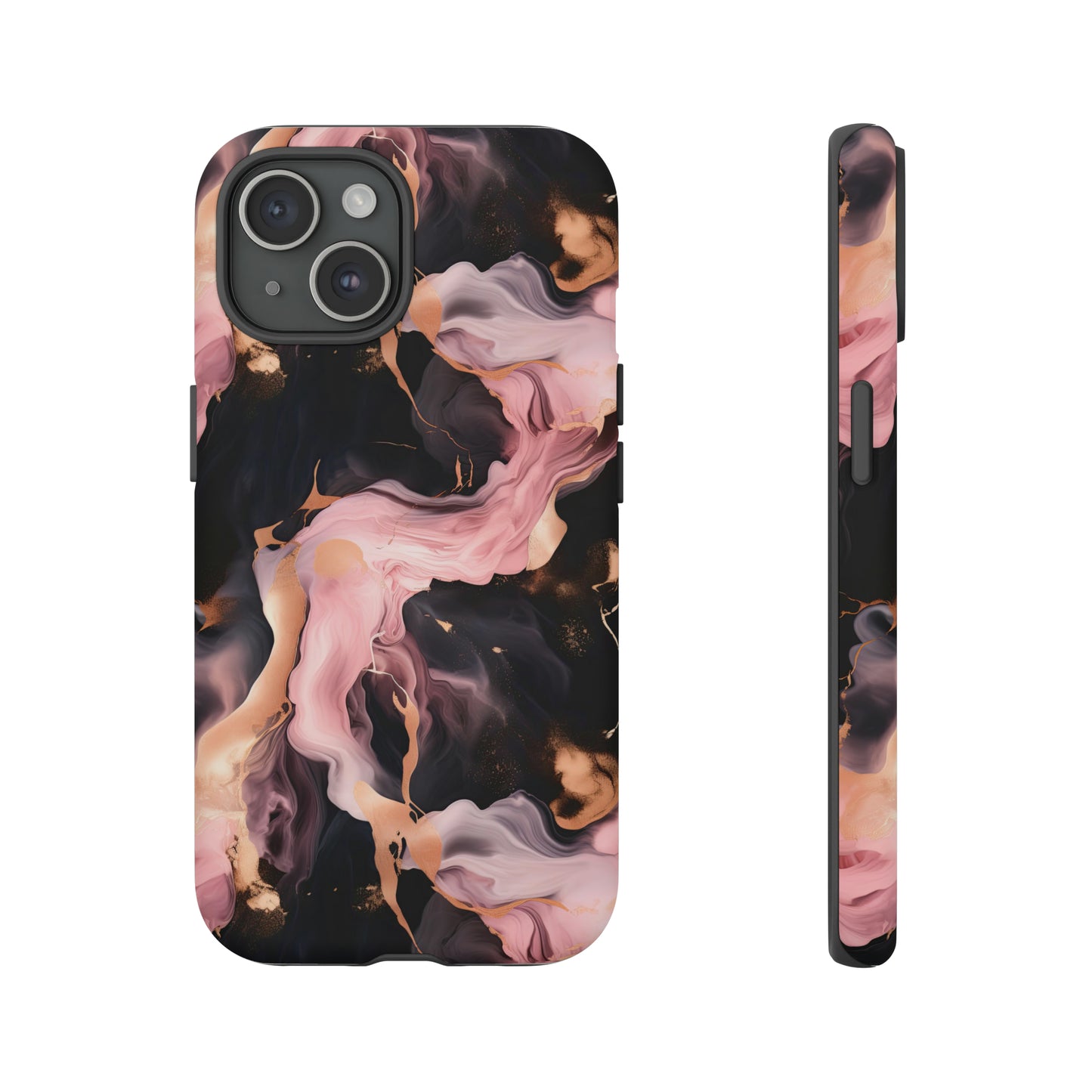 Black & Pink Marble  Tough Phone Cases