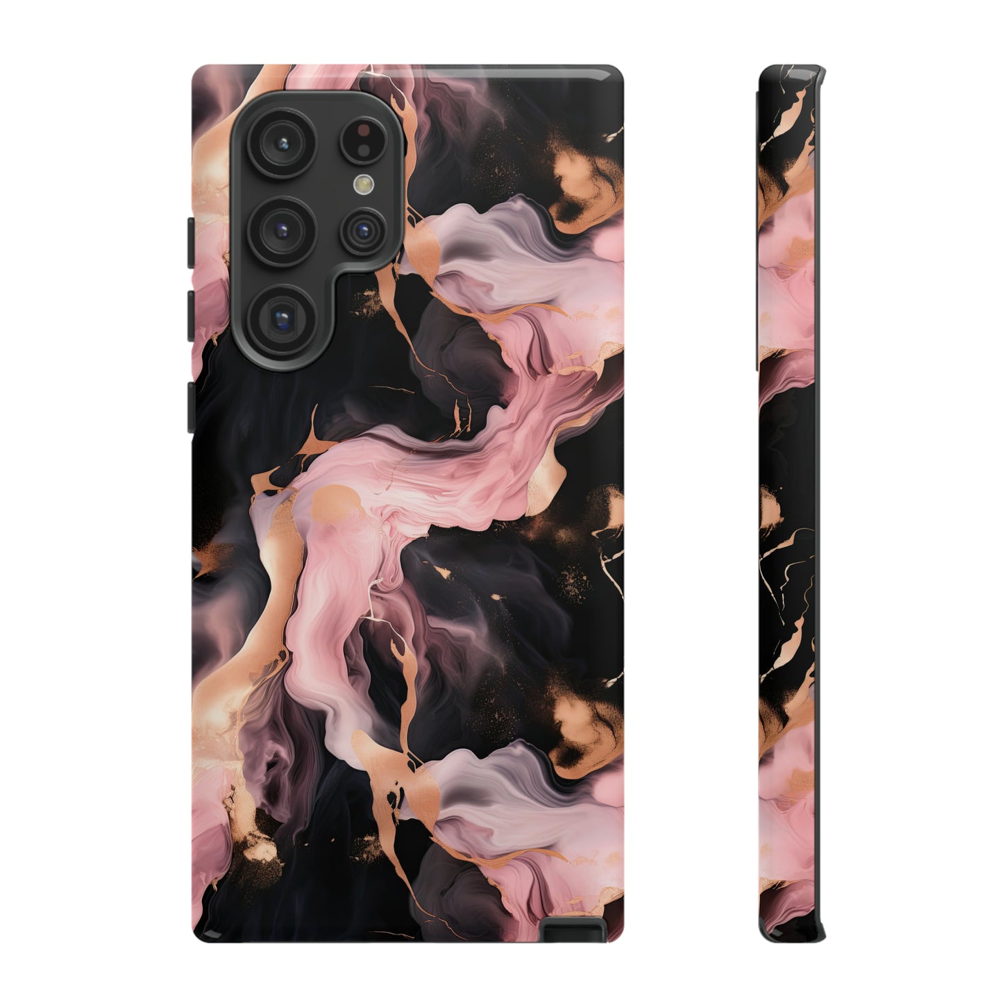 Black & Pink Marble  Tough Phone Cases