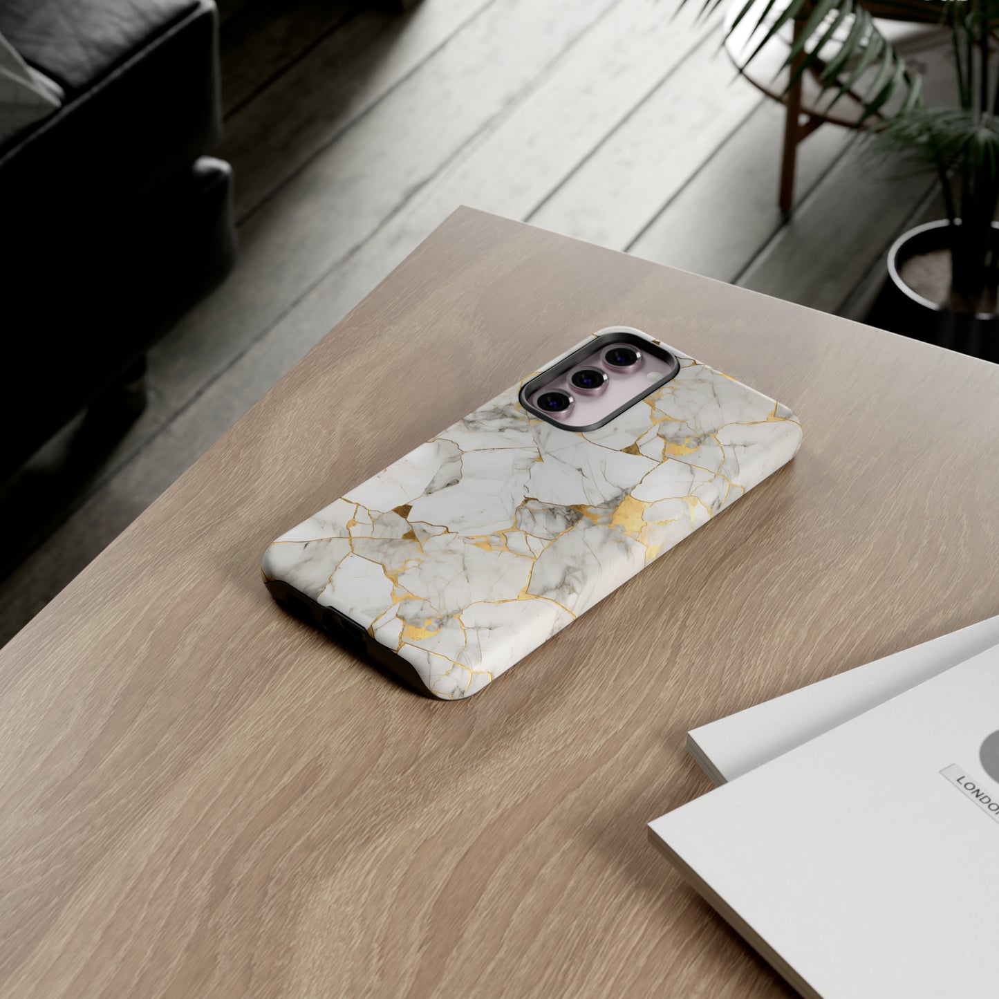 Gold & White Marble Tough Phone Cases
