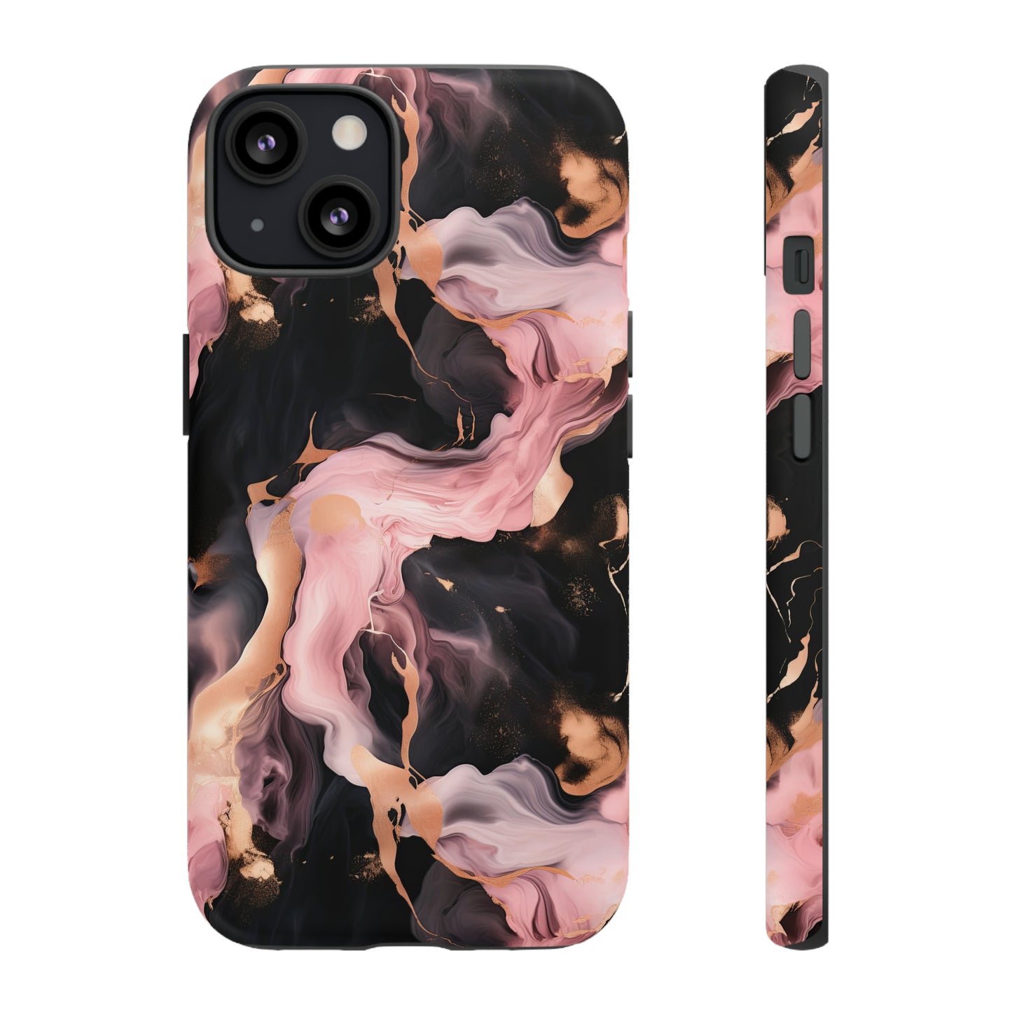 Black & Pink Marble  Tough Phone Cases