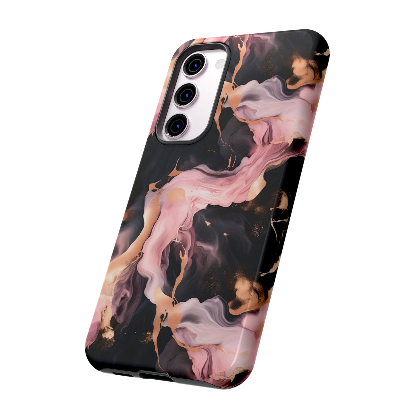 Black & Pink Marble  Tough Phone Cases